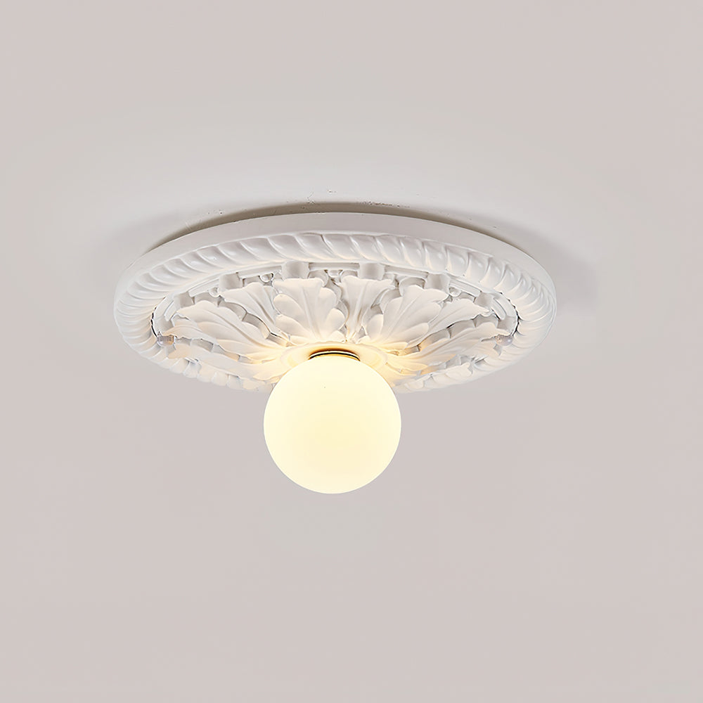 Corvella Vintage Carved Wood Flush Mount Ceiling Light - Letslighting