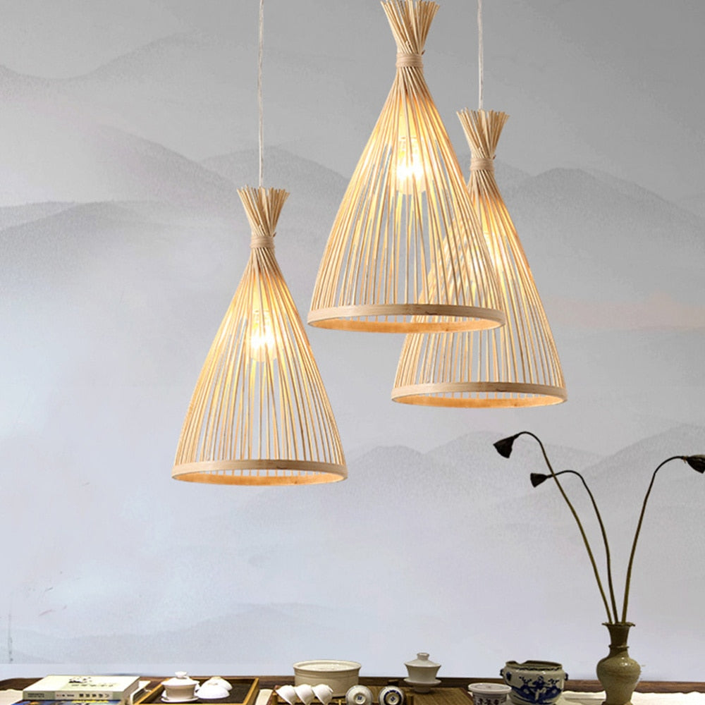 Ritta Suspension Cône Vintage, Bambo, Bois, Salon - Neutralighting