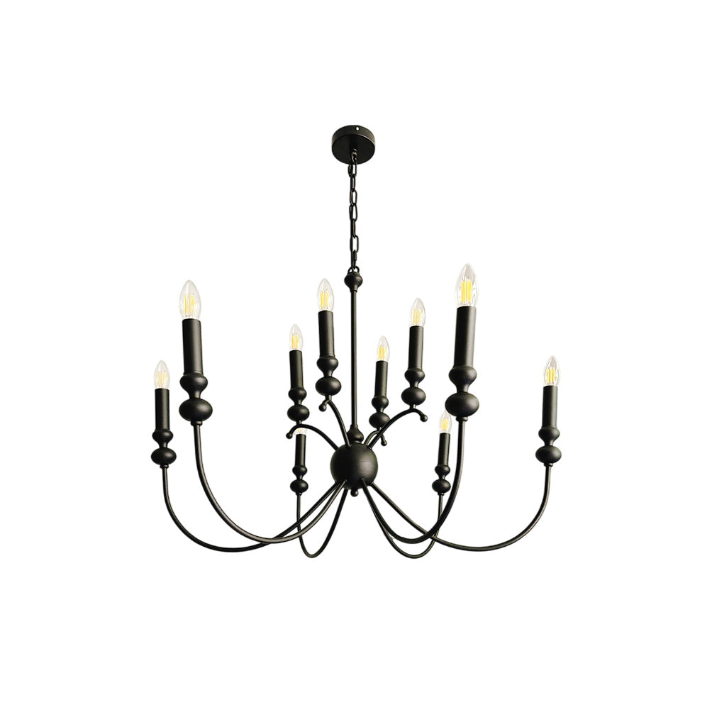 Crest Chandelier Métal Noir Industriel Vintage Premium - Neutralighting