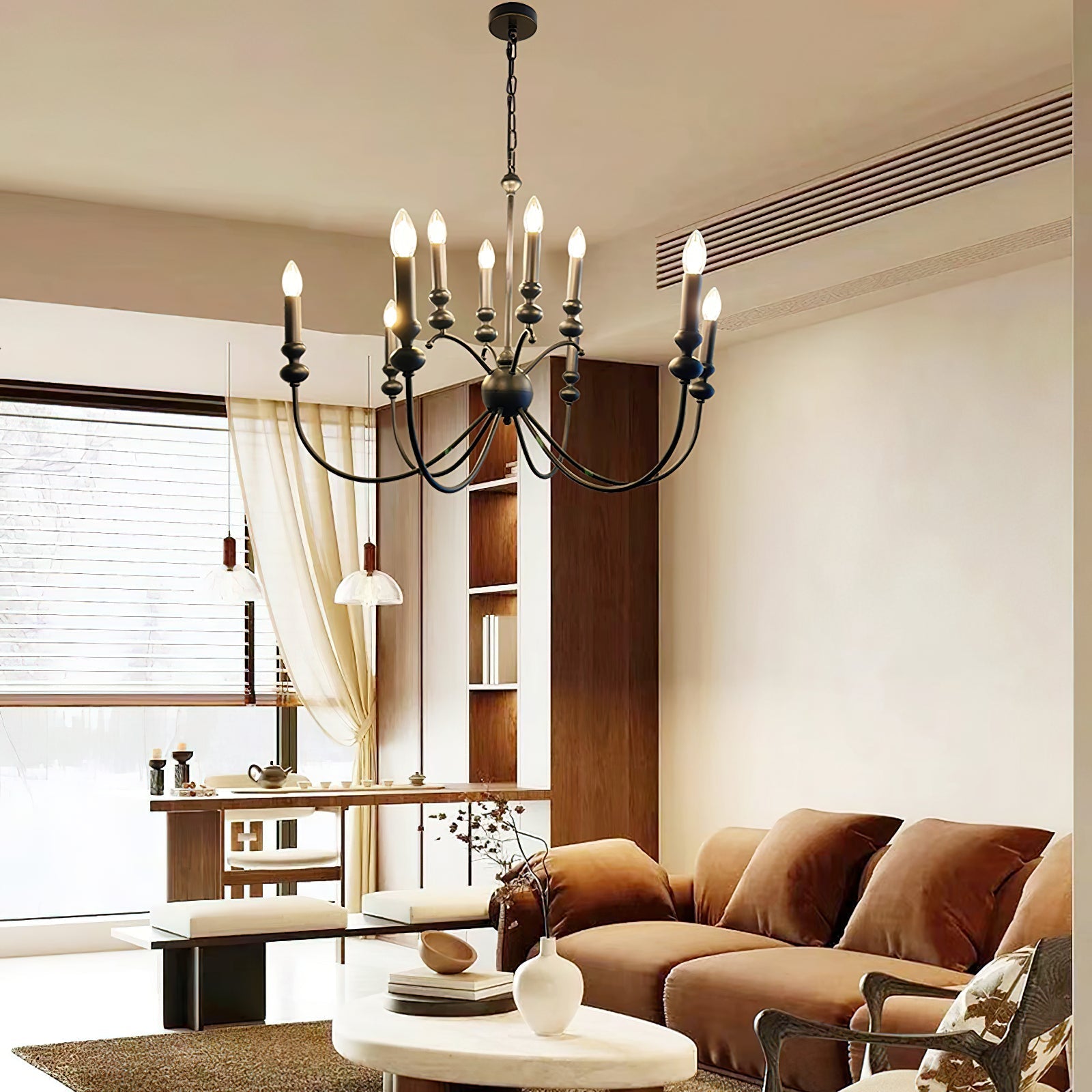 Crest Chandelier Métal Noir Industriel Vintage Premium - Neutralighting
