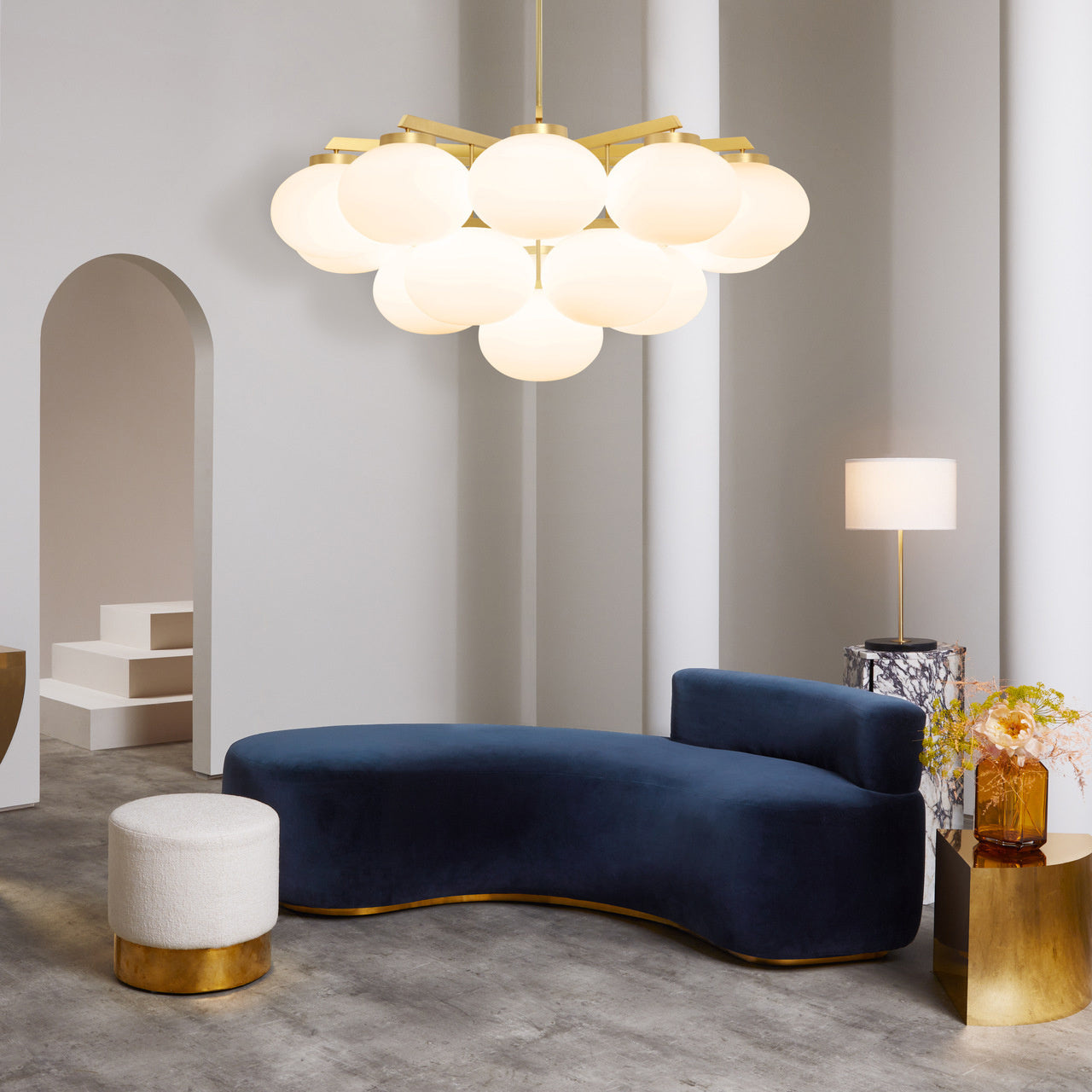 Edge Chandelier Métal Laiton Verre Élégance Premium - Neutralighting