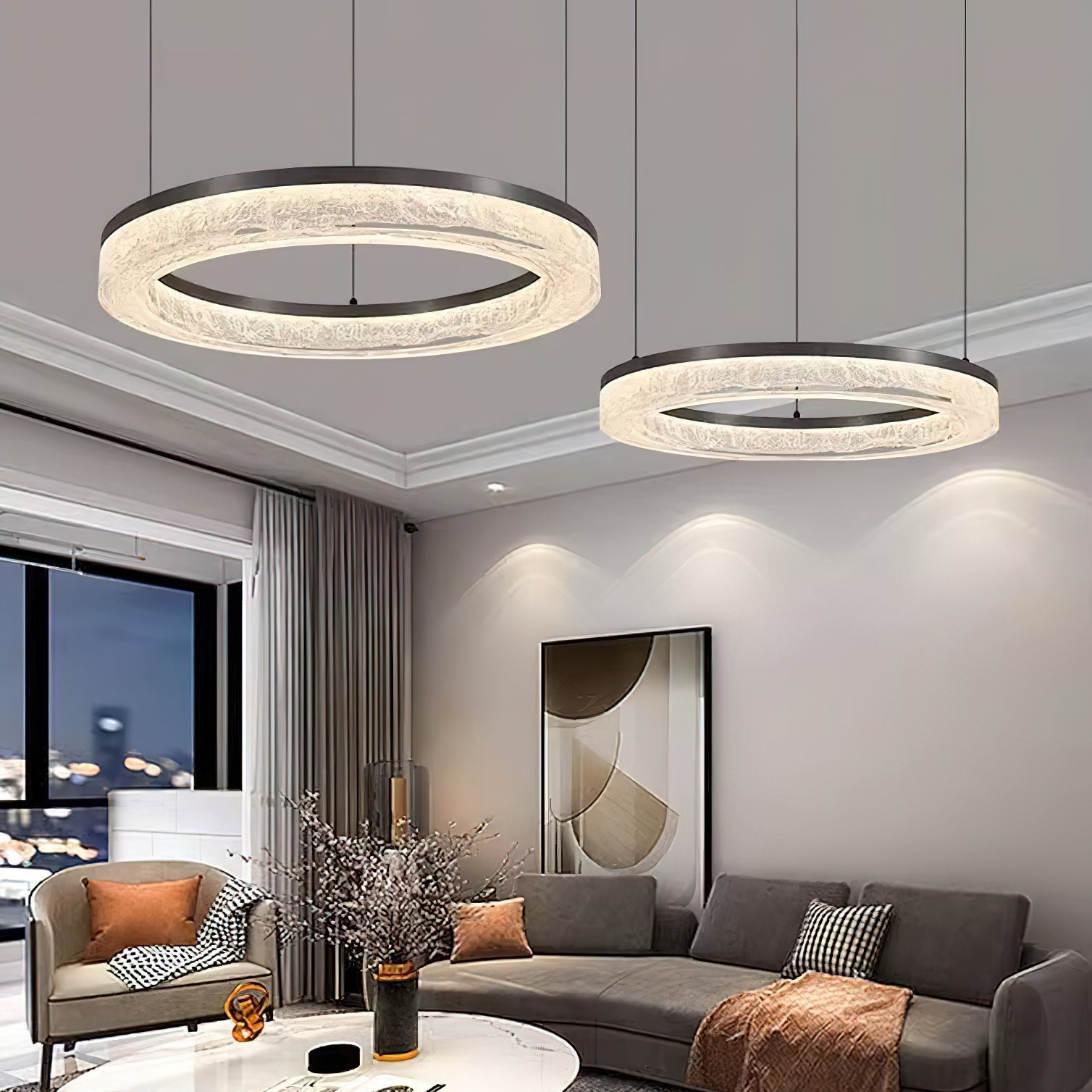 Idyll Chandelier Rond LED Métal Résine Minimaliste Moderne - Neutralighting