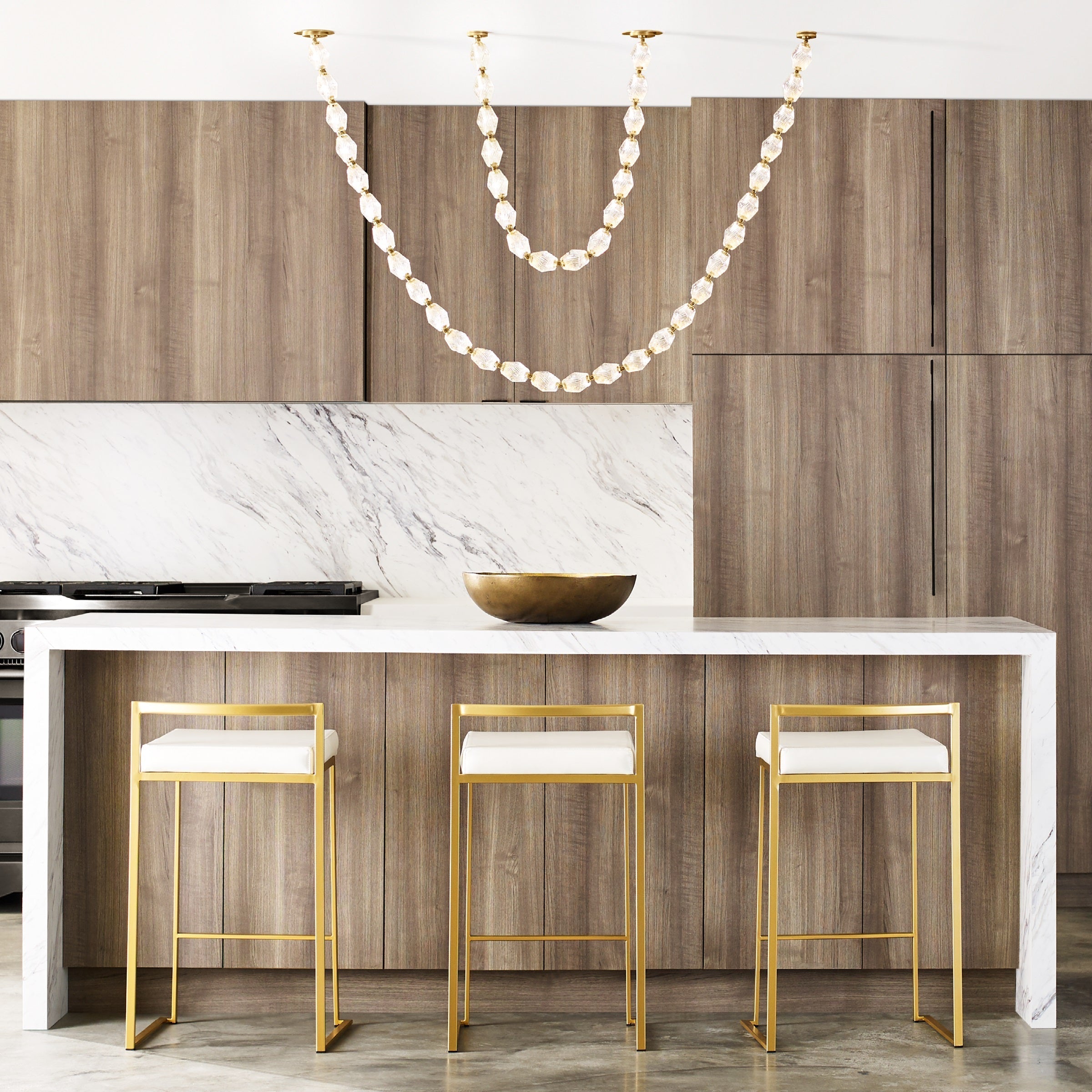 Karma Modern Minimalist Metal Glass Chandelier - Lamp Copper