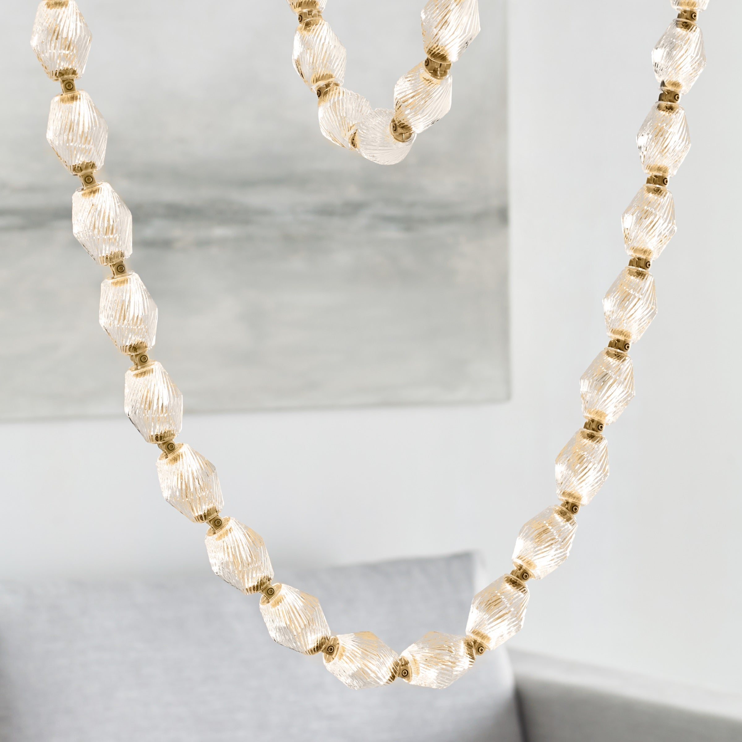 Karma Modern Minimalist Metal Glass Chandelier - Lamp Copper