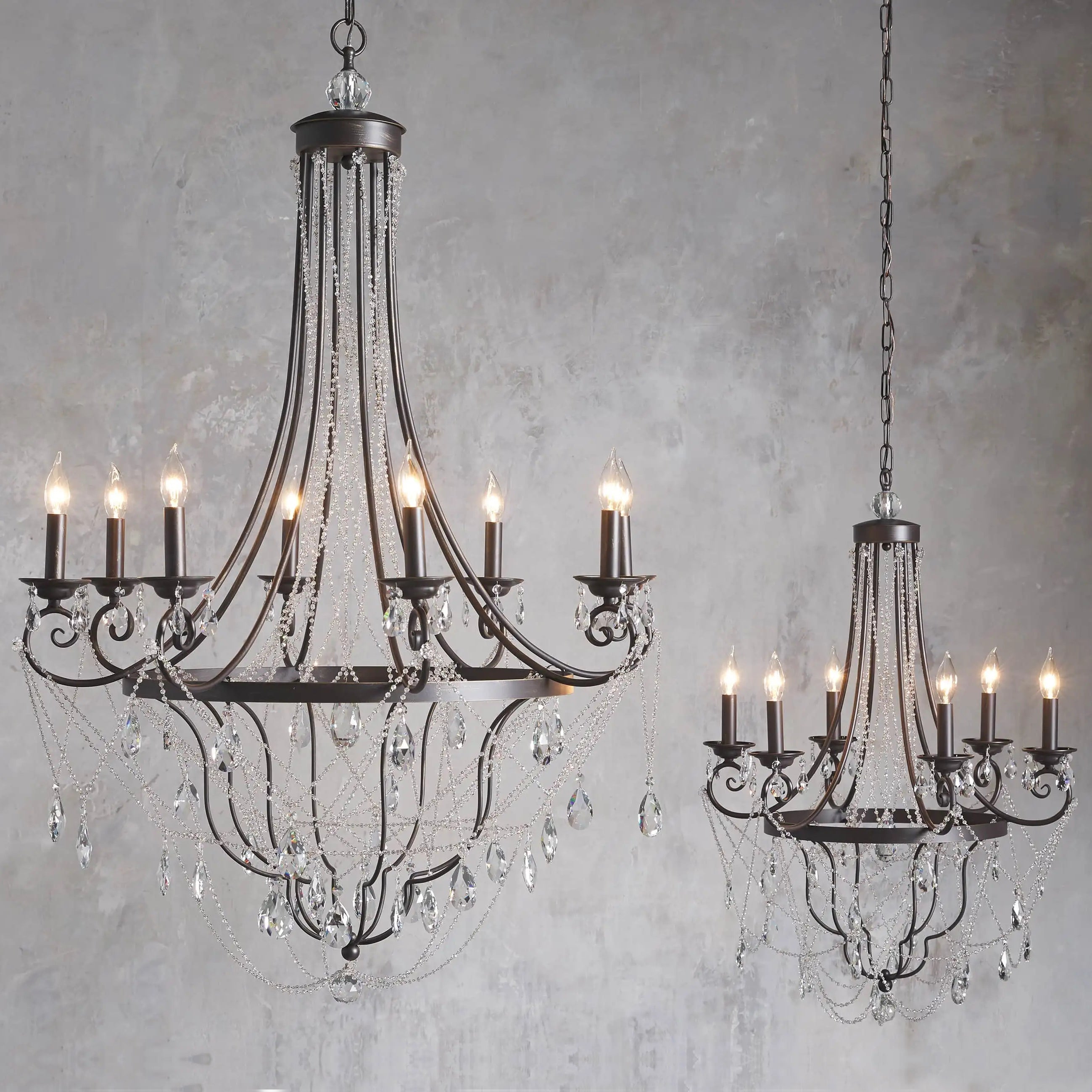 Luster Vintage Industrial Traditional Metal Crystal Chandelier - Lamp Copper
