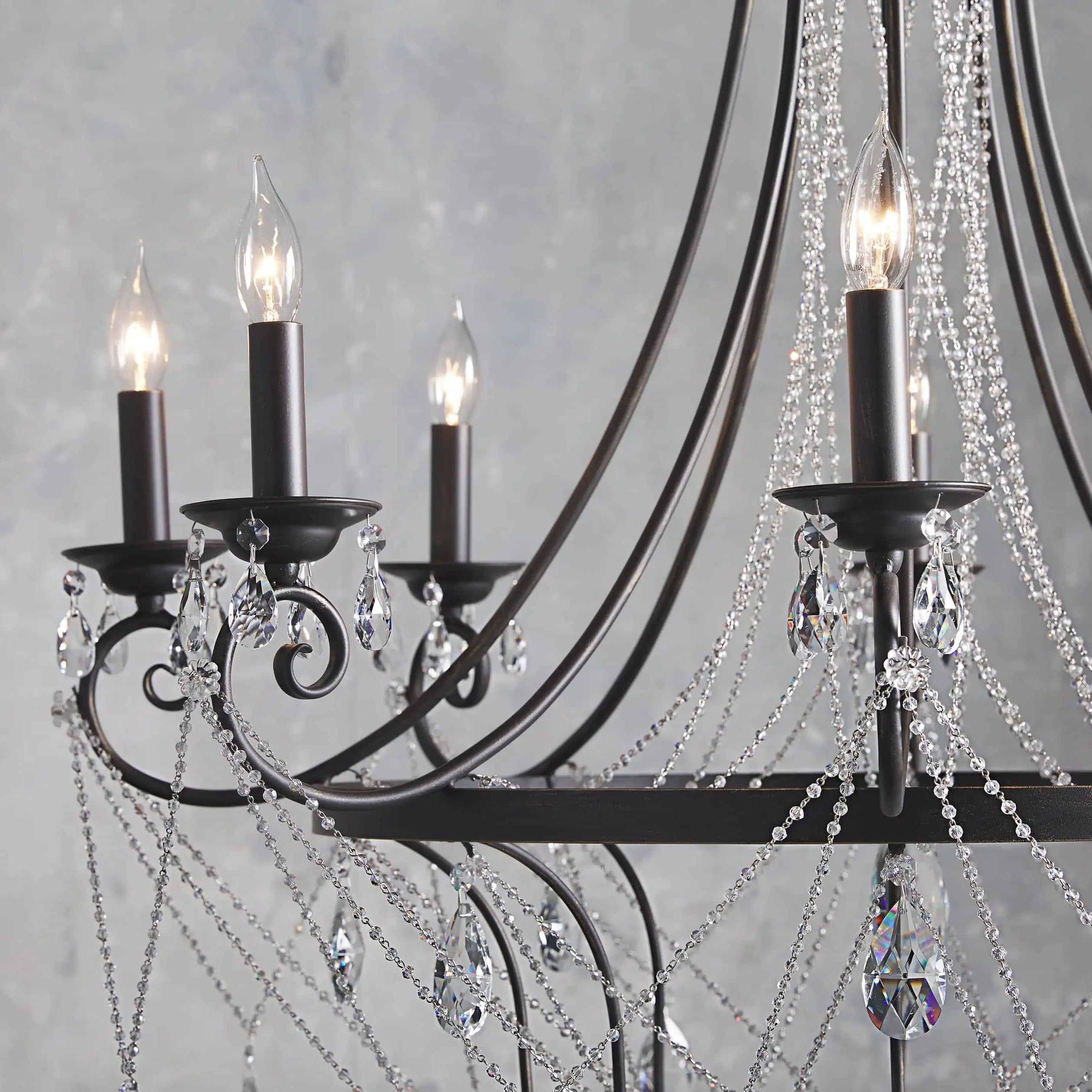 Luster Vintage Industrial Traditional Metal Crystal Chandelier - Lamp Copper