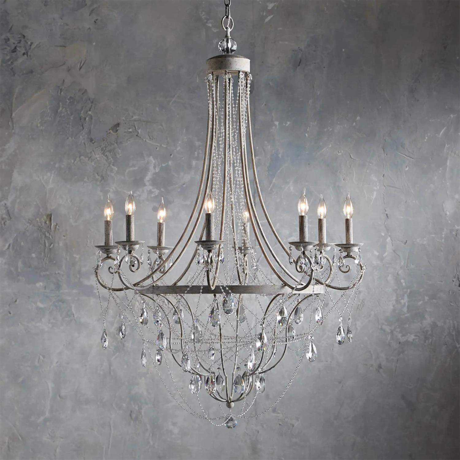 Luster Vintage Industrial Traditional Metal Crystal Chandelier - Lamp Copper