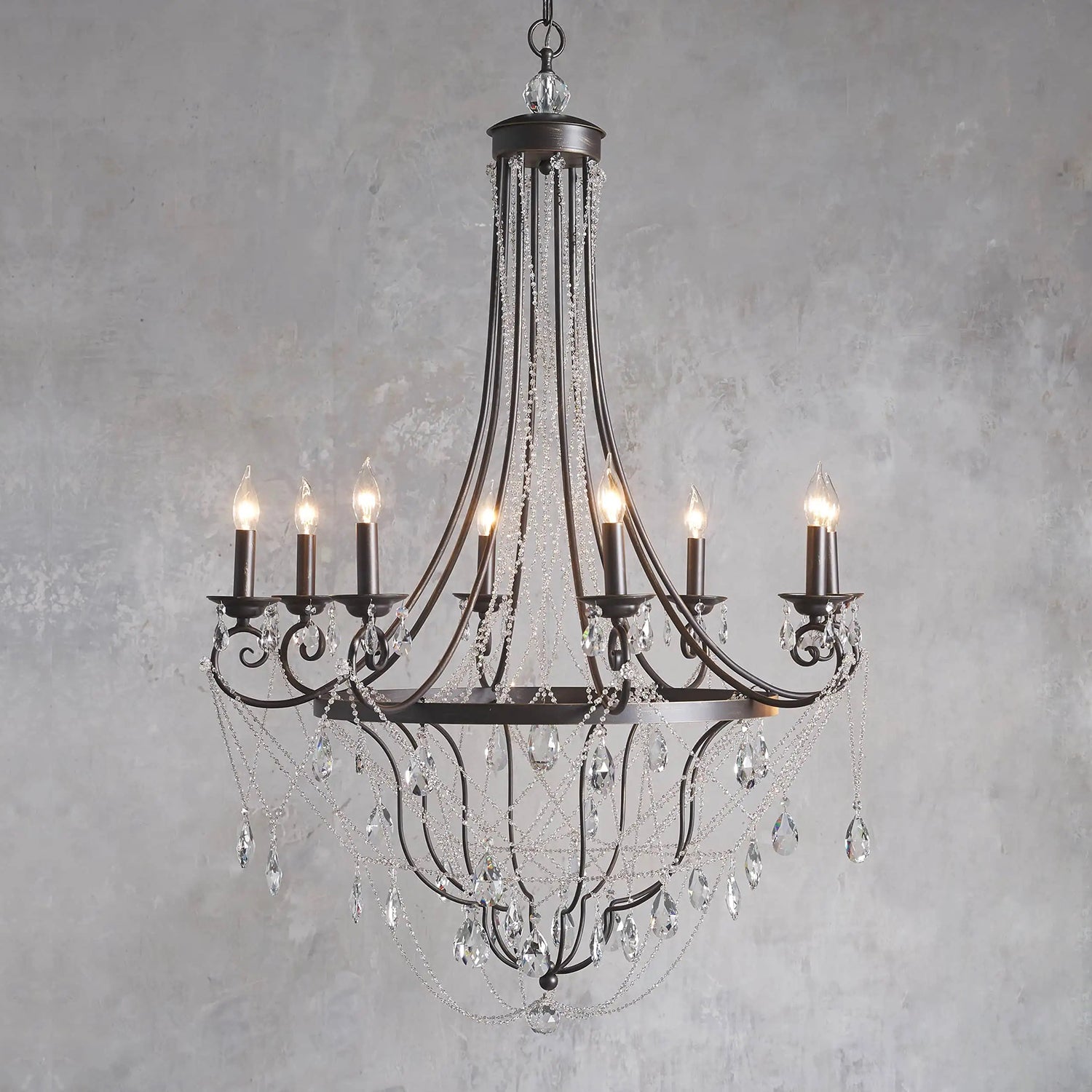 Luster Vintage Industrial Traditional Metal Crystal Chandelier - Lamp Copper
