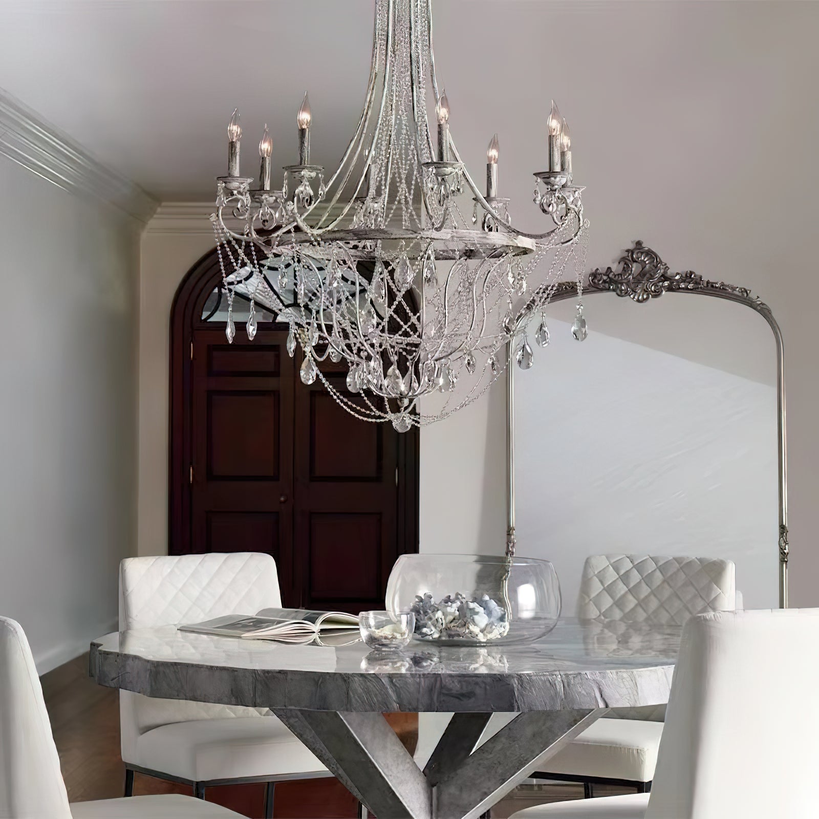 Luster Vintage Industrial Traditional Metal Crystal Chandelier - Lamp Copper