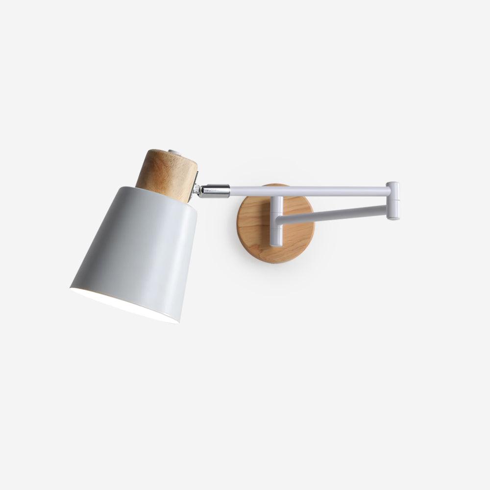 Wall Lamp Adjustable Arm Cone Shade Wood Base Modern Study - Letslighting
