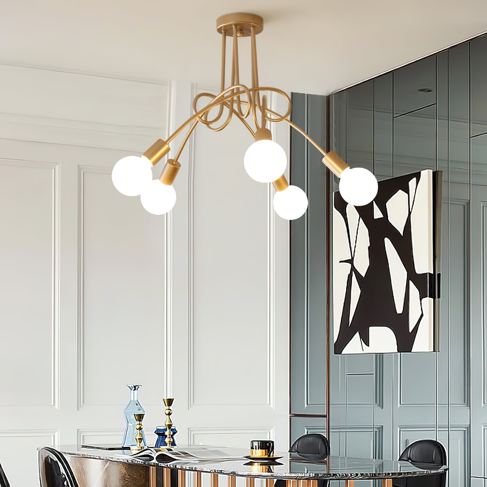 Oasis Lampe De Plafond Sputnik Métal Verre Art Unique - Neutralighting