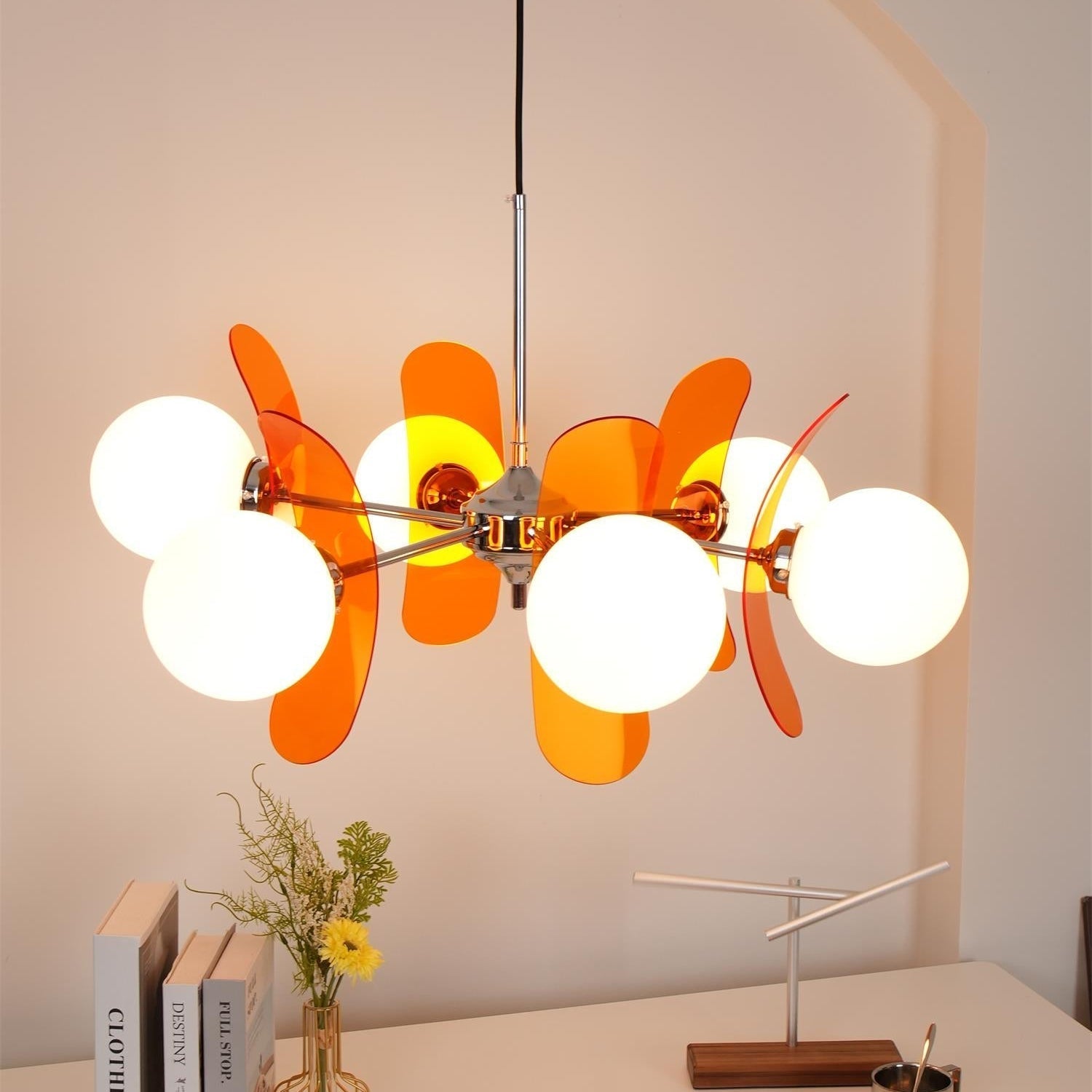 Prism Chandelier Sputnik Créatif En Verre Orange Et Acrylique - Neutralighting
