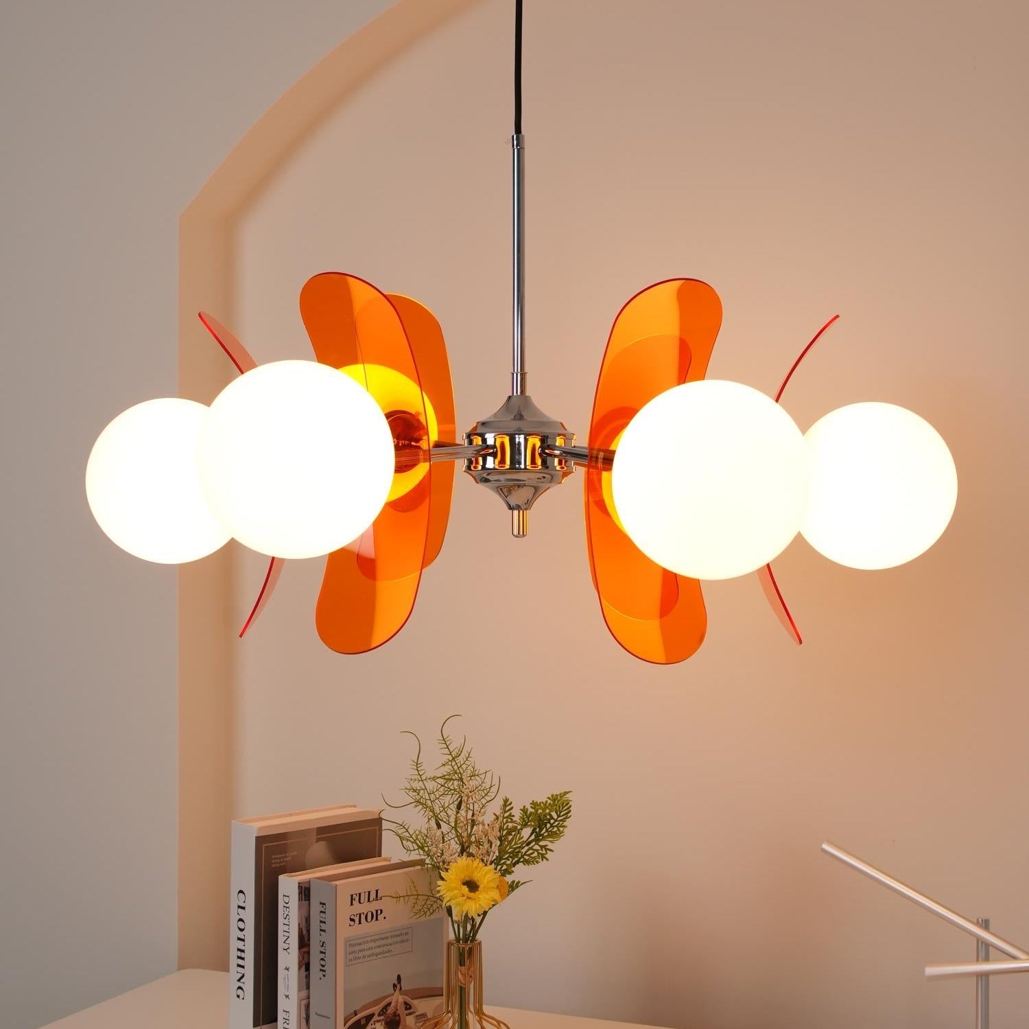 Prism Chandelier Sputnik Créatif En Verre Orange Et Acrylique - Neutralighting