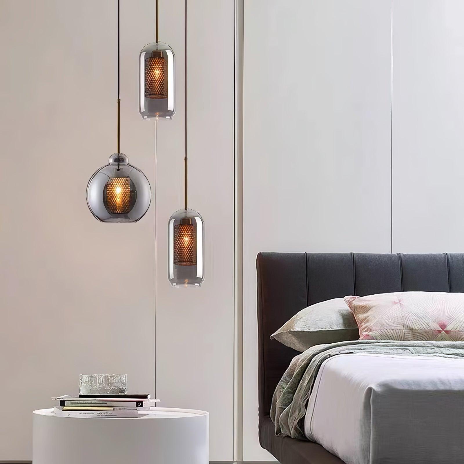 Lustra Lustre Suspendu En Verre Maillage Doré Pour Salle À Manger - Neutralighting