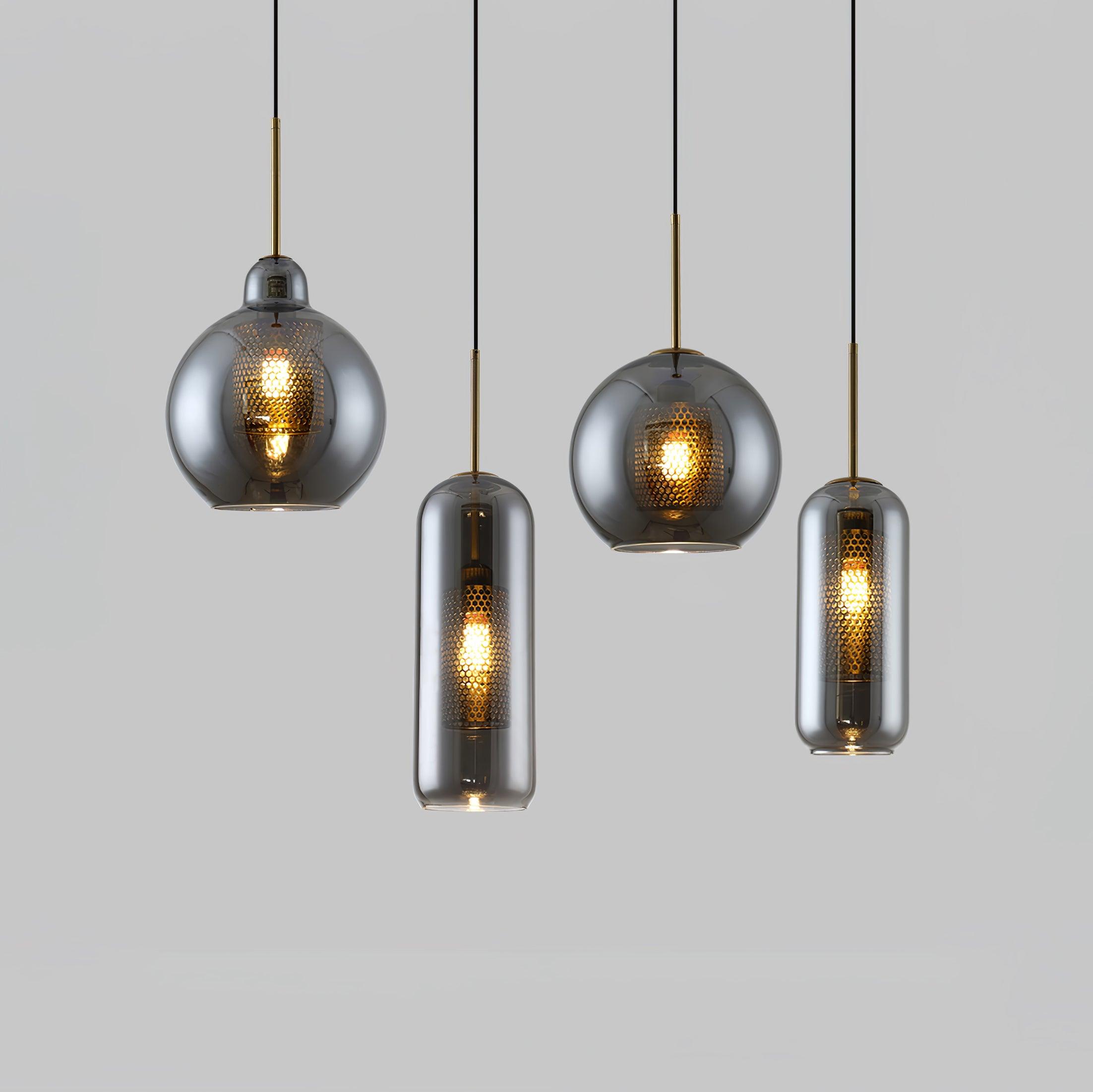 Lustra Lustre Suspendu En Verre Maillage Doré Pour Salle À Manger - Neutralighting