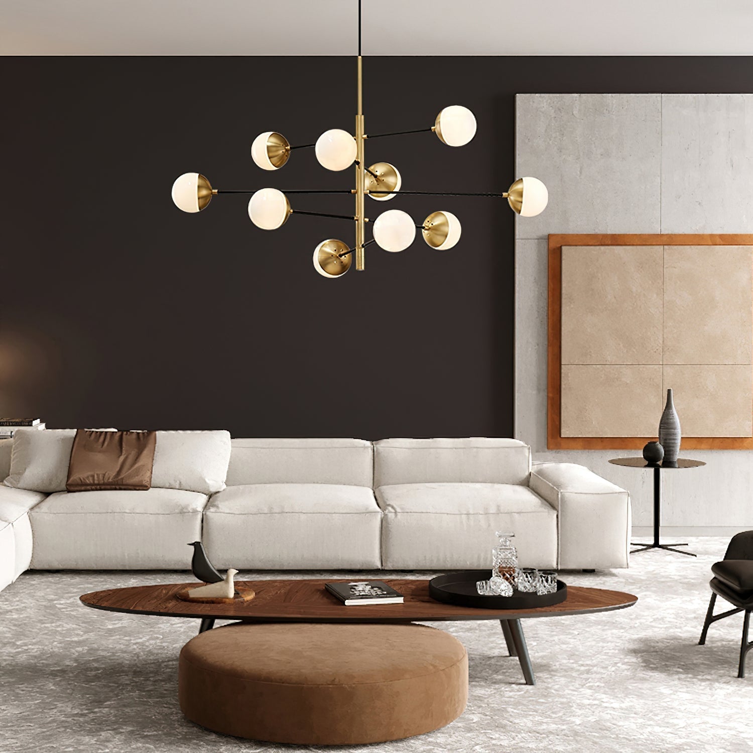 Ultra Chandelier Métal Laiton Verre Minimaliste Moderne - Neutralighting