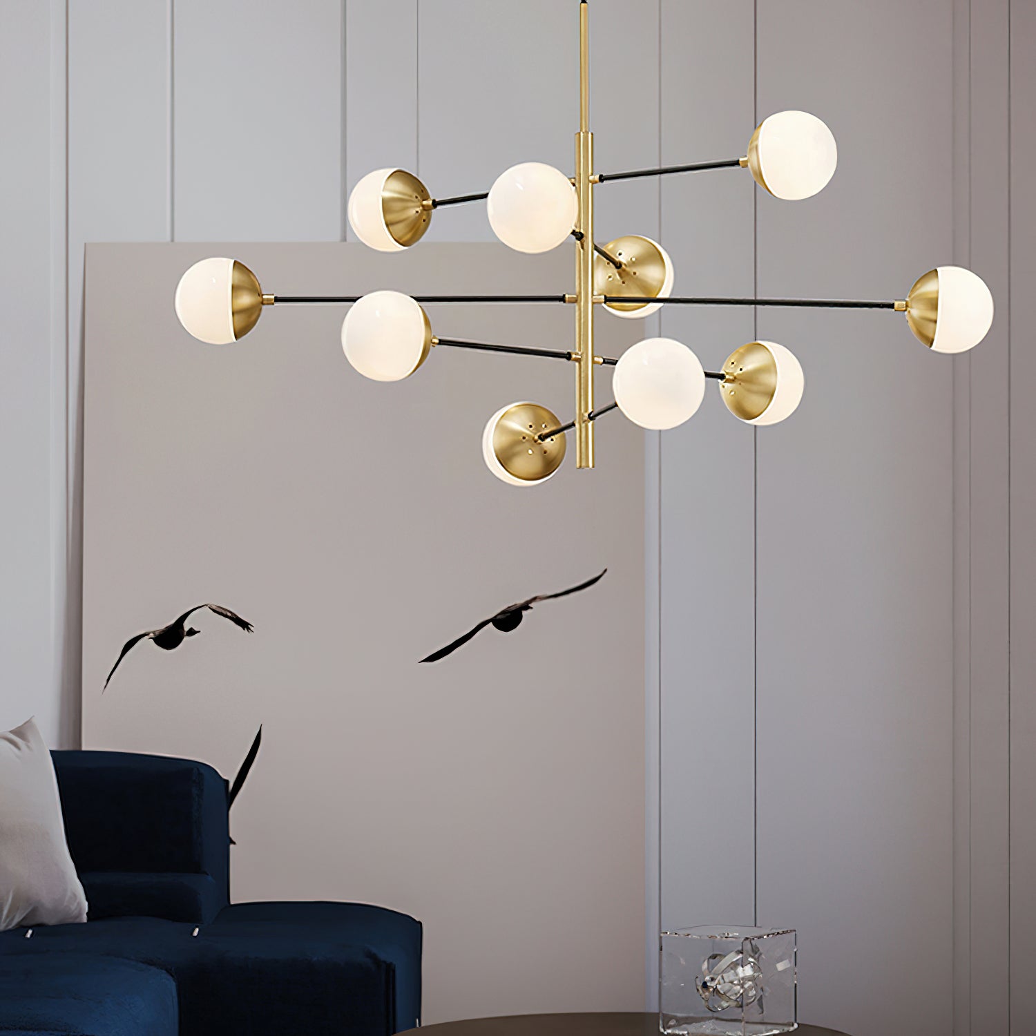 Ultra Chandelier Métal Laiton Verre Minimaliste Moderne - Neutralighting