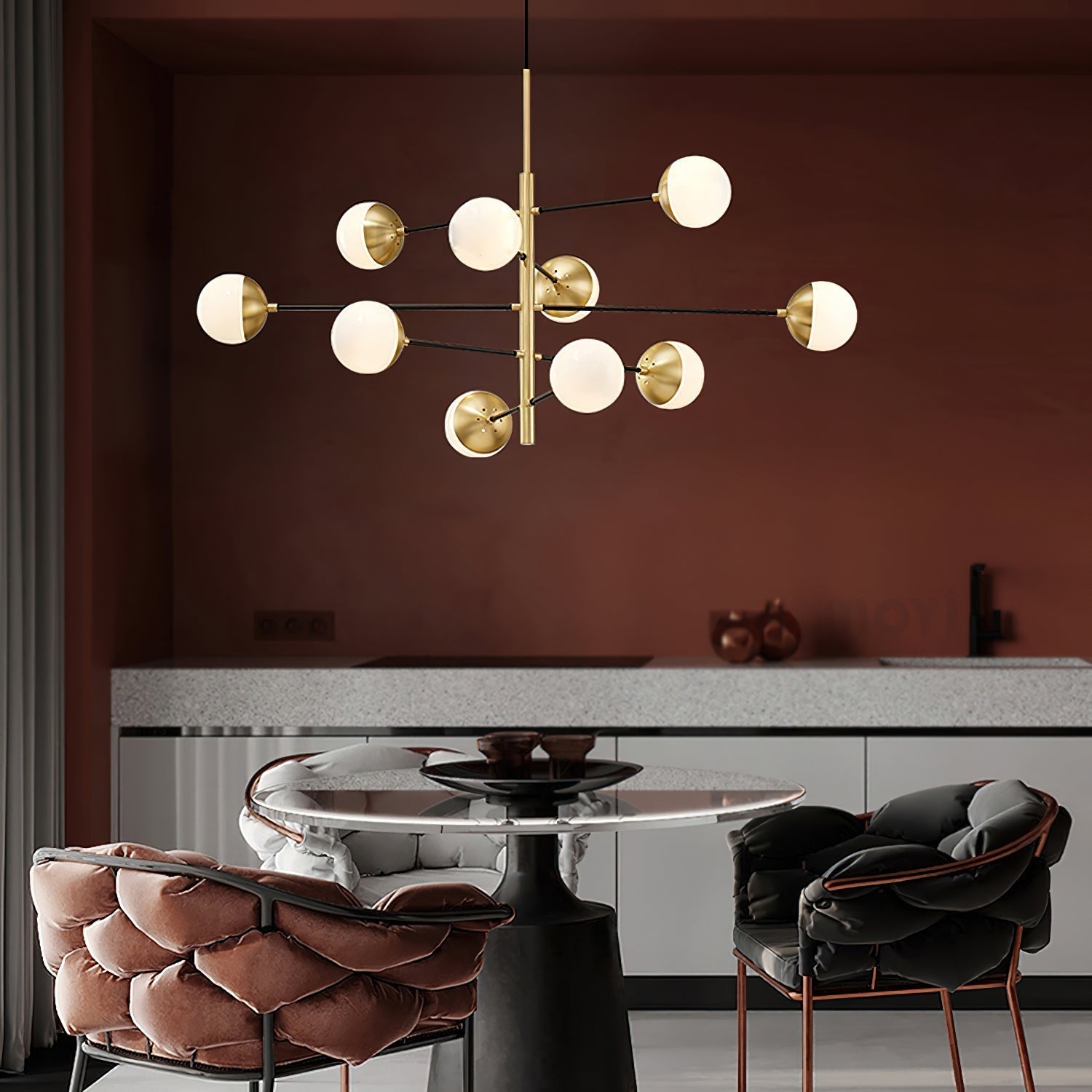 Ultra Chandelier Métal Laiton Verre Minimaliste Moderne - Neutralighting