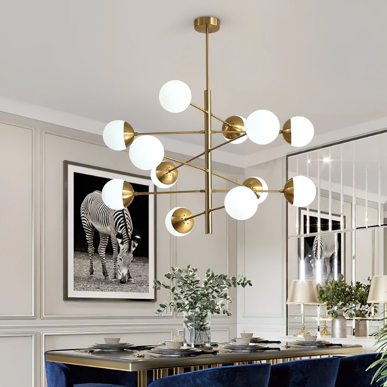 Ultra Chandelier Métal Laiton Verre Minimaliste Moderne - Neutralighting