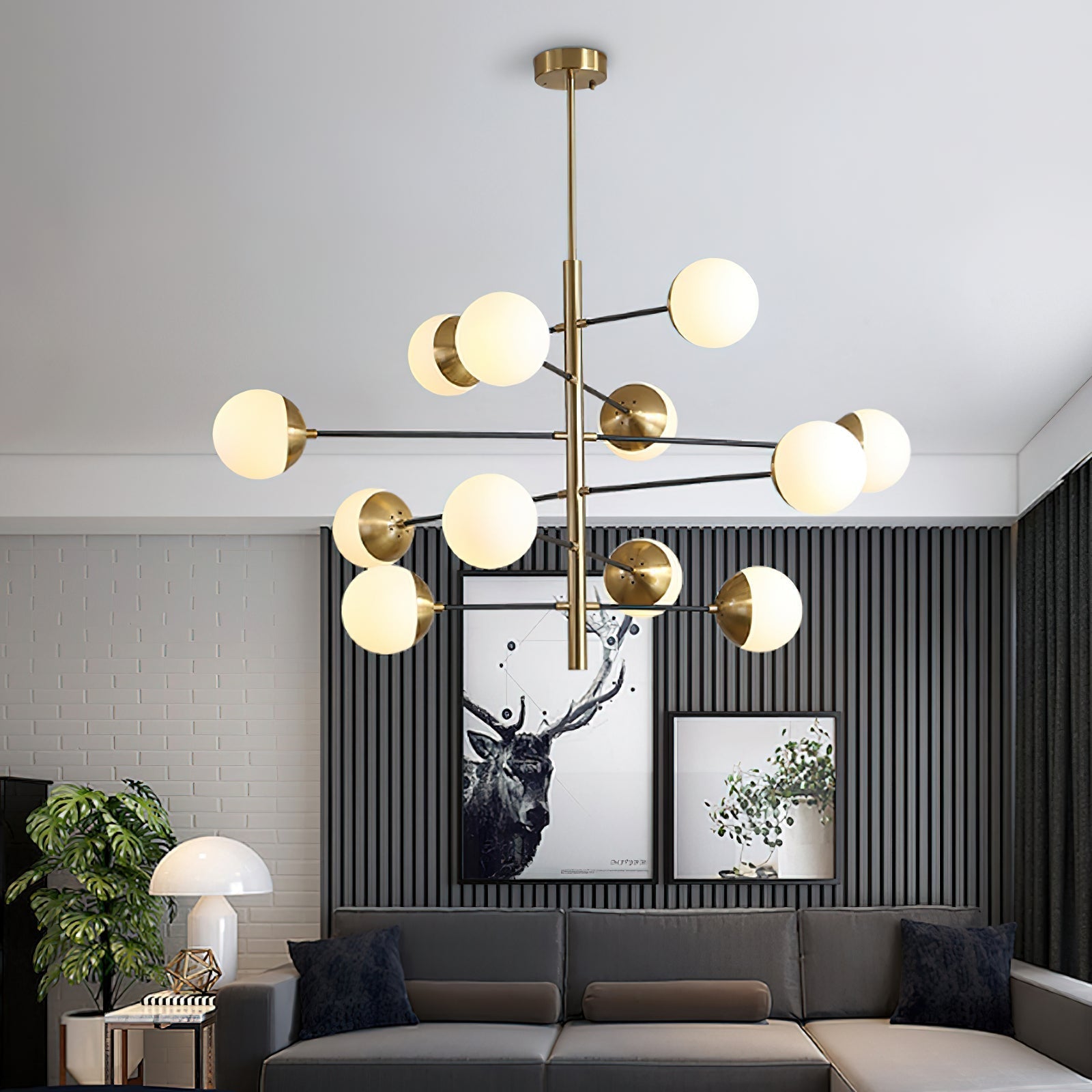 Ultra Chandelier Métal Laiton Verre Minimaliste Moderne - Neutralighting