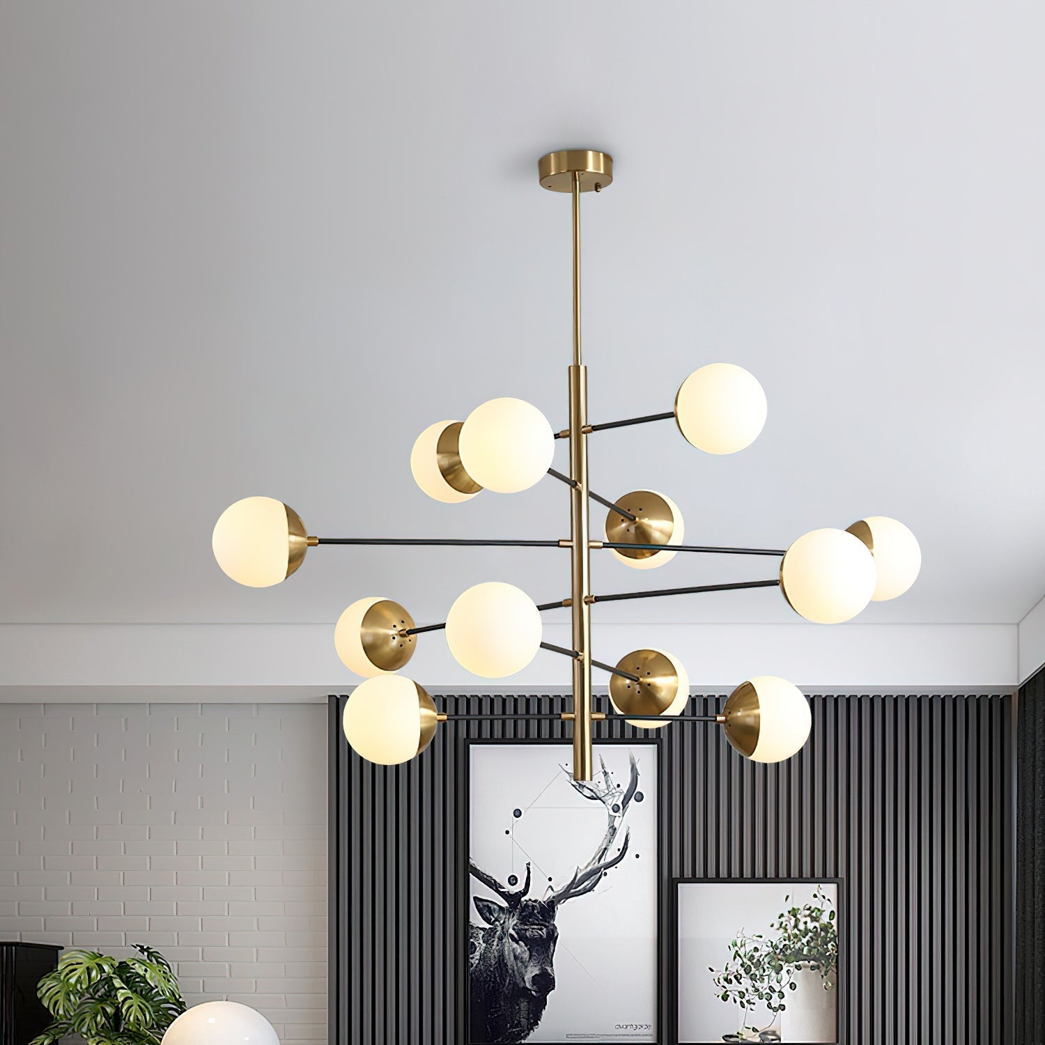 Ultra Chandelier Métal Laiton Verre Minimaliste Moderne - Neutralighting