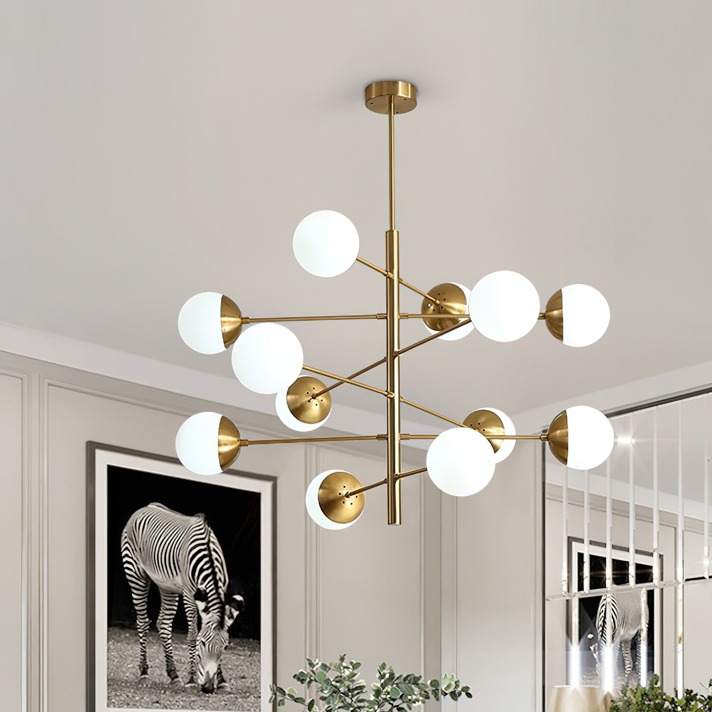 Ultra Chandelier Métal Laiton Verre Minimaliste Moderne - Neutralighting