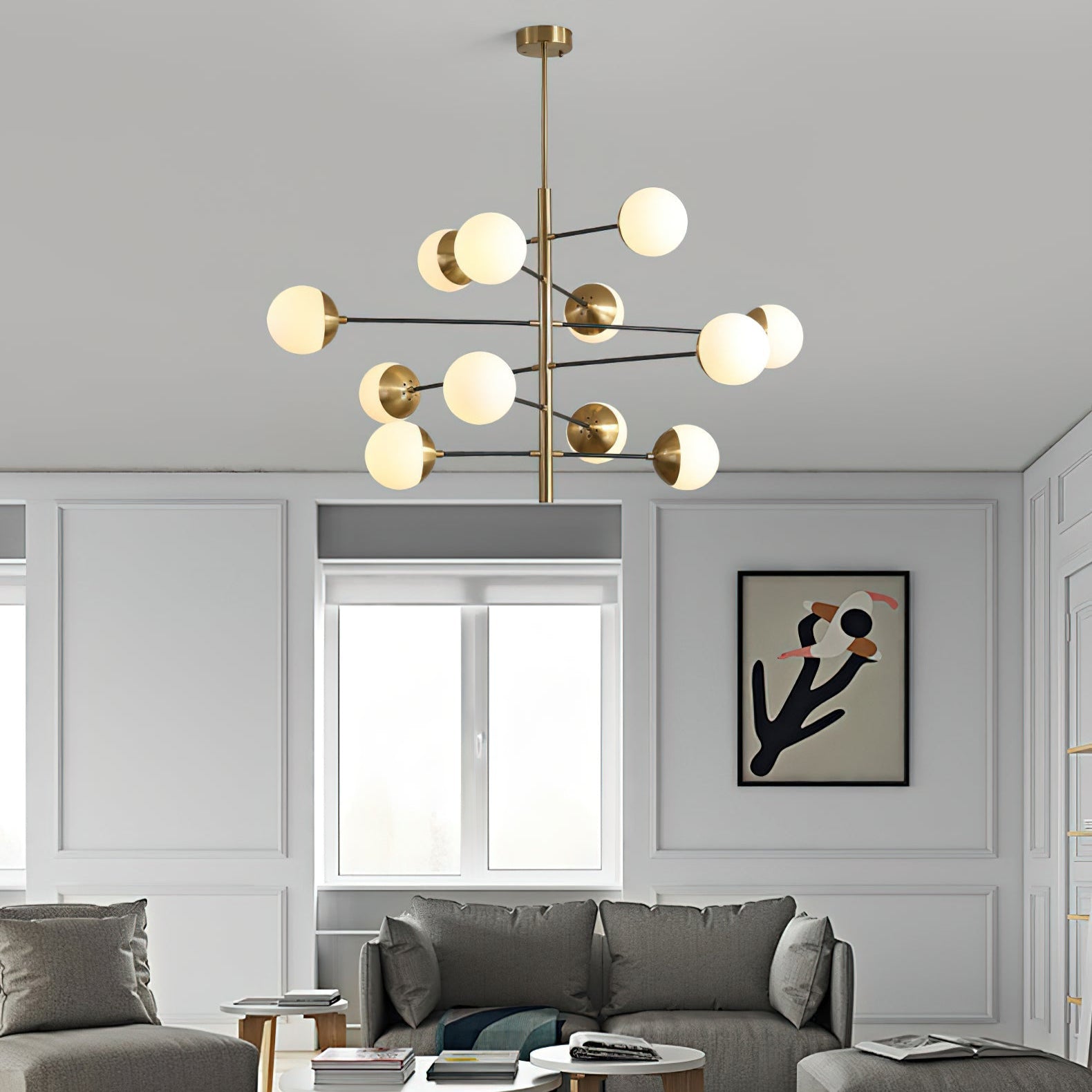 Ultra Chandelier Métal Laiton Verre Minimaliste Moderne - Neutralighting