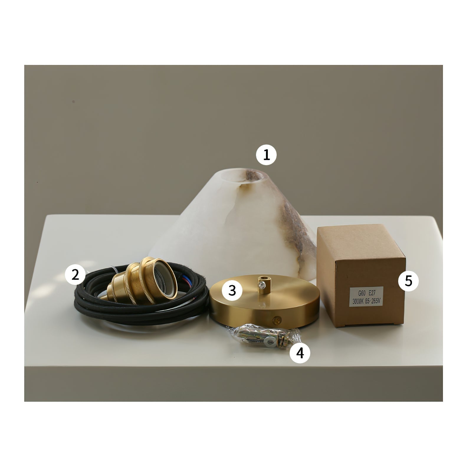 Xen Lampe Pendante En Laiton Et Albâtre Minimaliste Moderne - Neutralighting