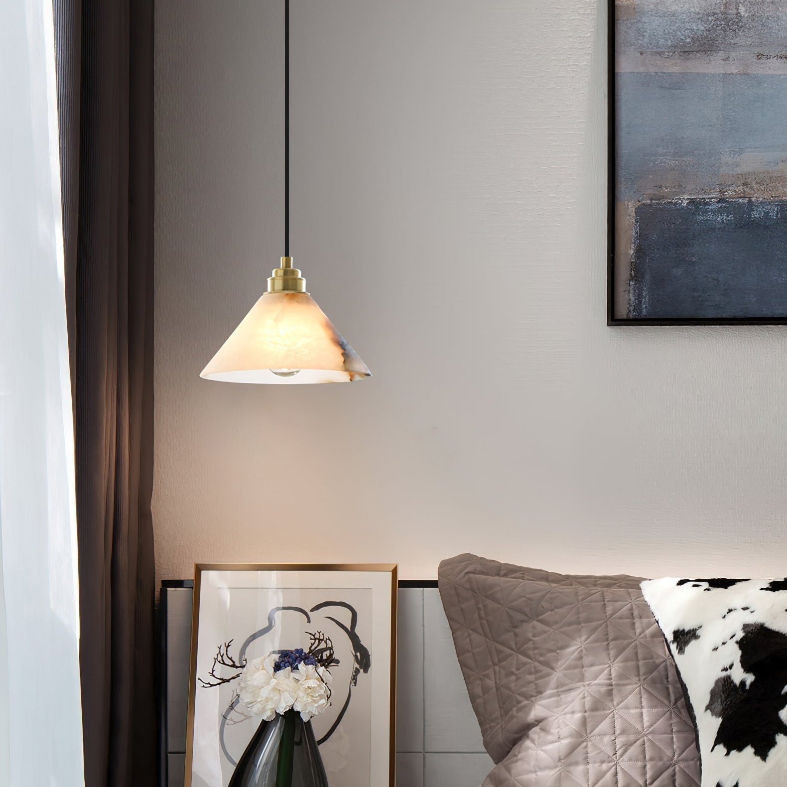 Xen Lampe Pendante En Laiton Et Albâtre Minimaliste Moderne - Neutralighting