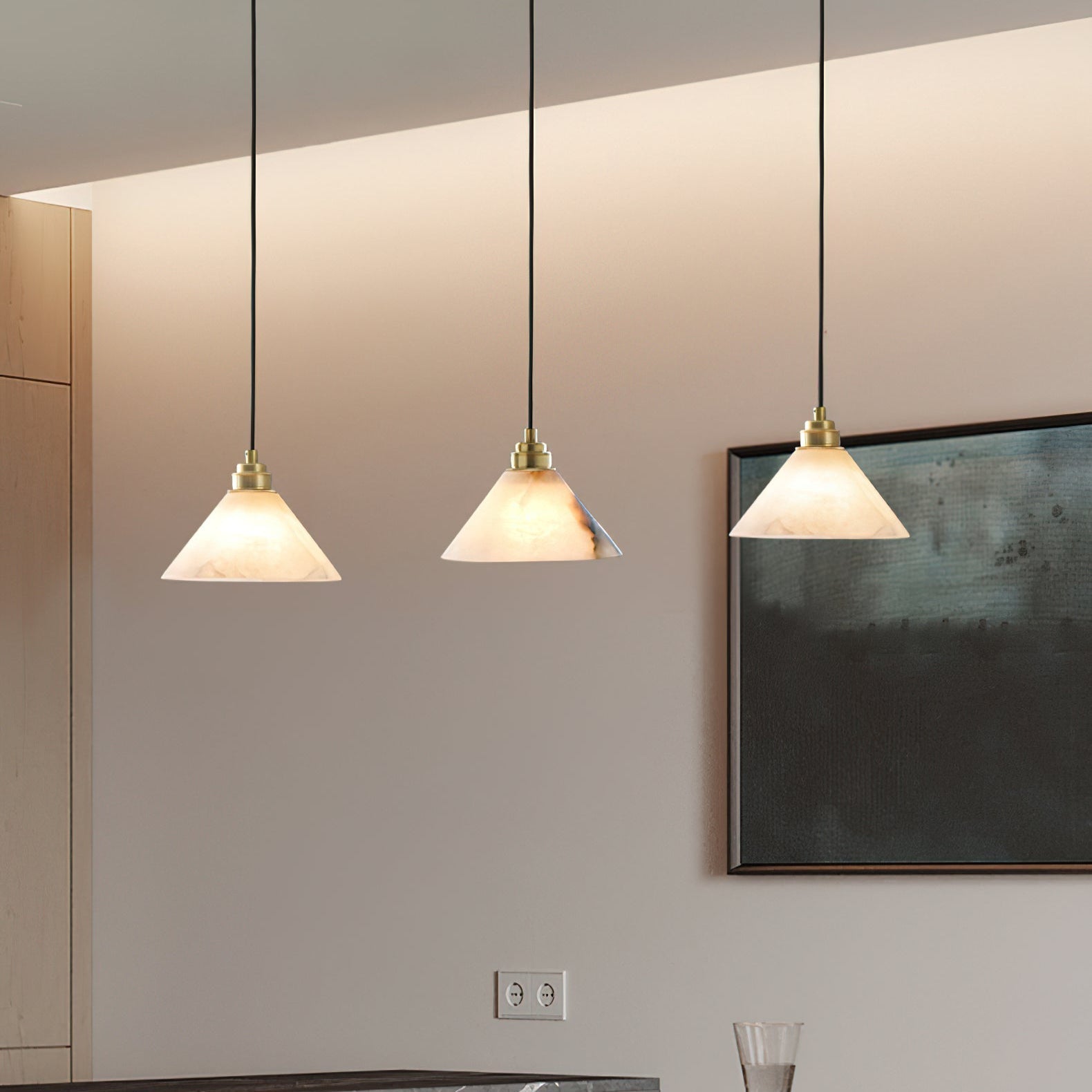 Xen Lampe Pendante En Laiton Et Albâtre Minimaliste Moderne - Neutralighting