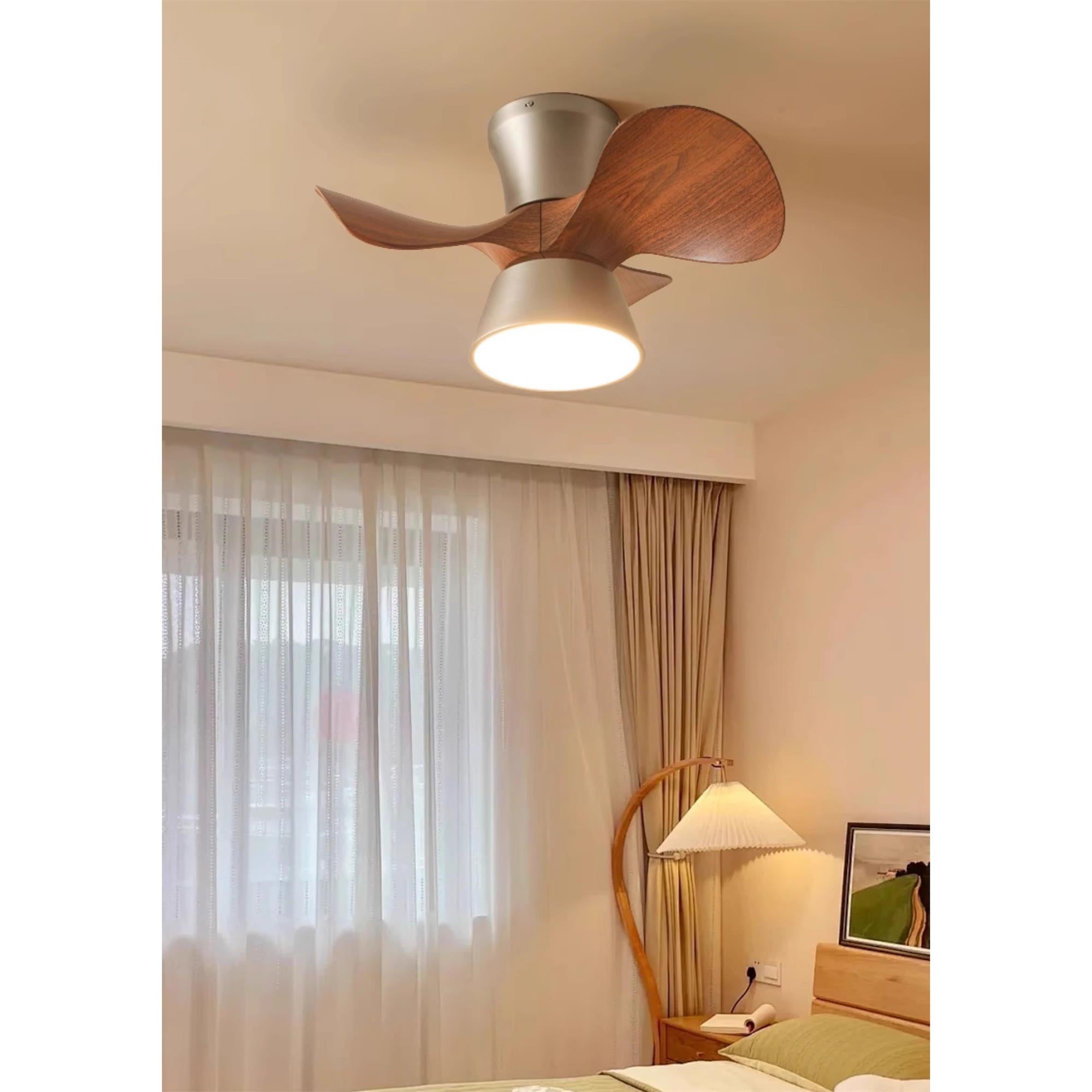 Zanorir Ventilateur De Plafond En Bois Naturel Et Acrylique Minimaliste Moderne Avec Lumière - Neutralighting