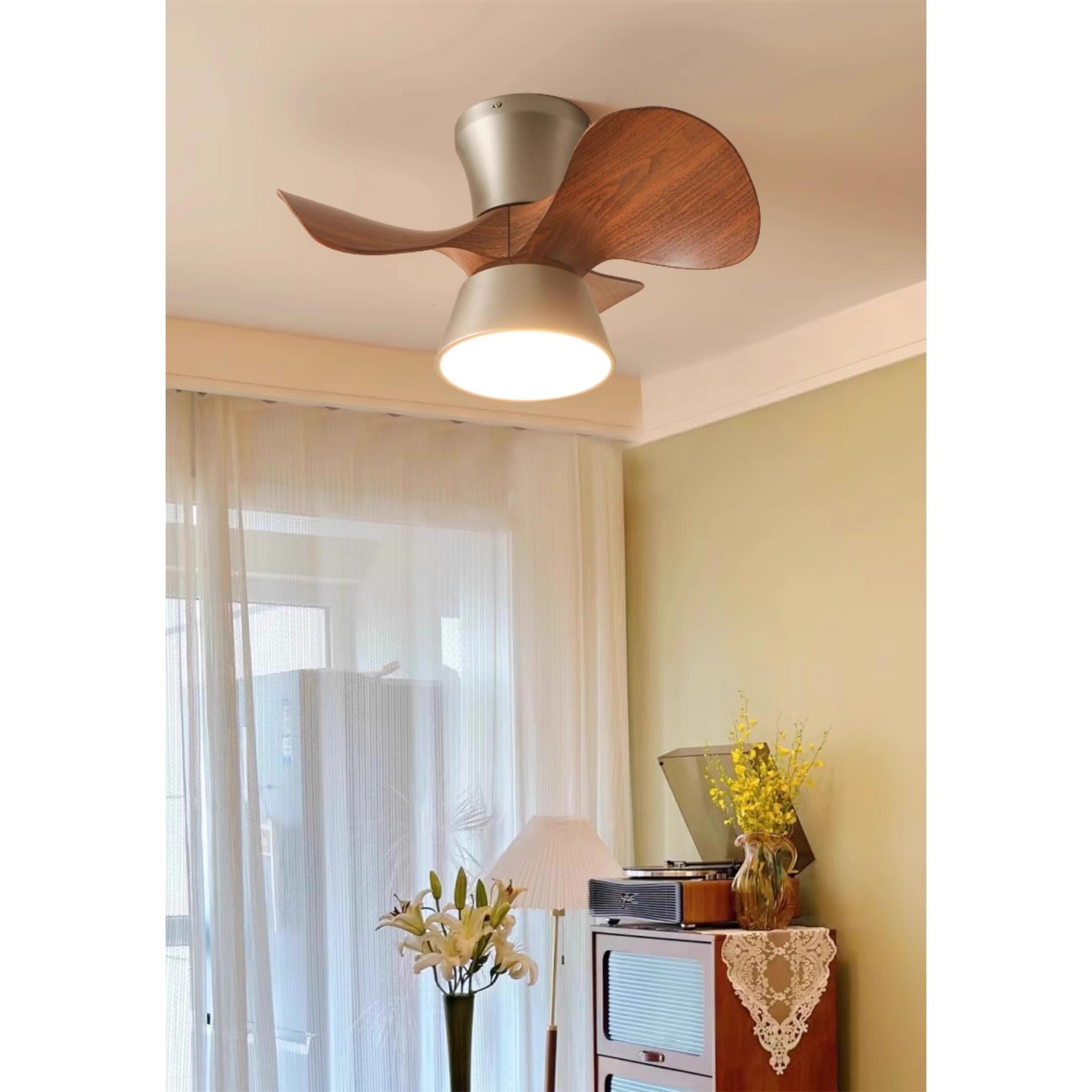 Zanorir Ventilateur De Plafond En Bois Naturel Et Acrylique Minimaliste Moderne Avec Lumière - Neutralighting