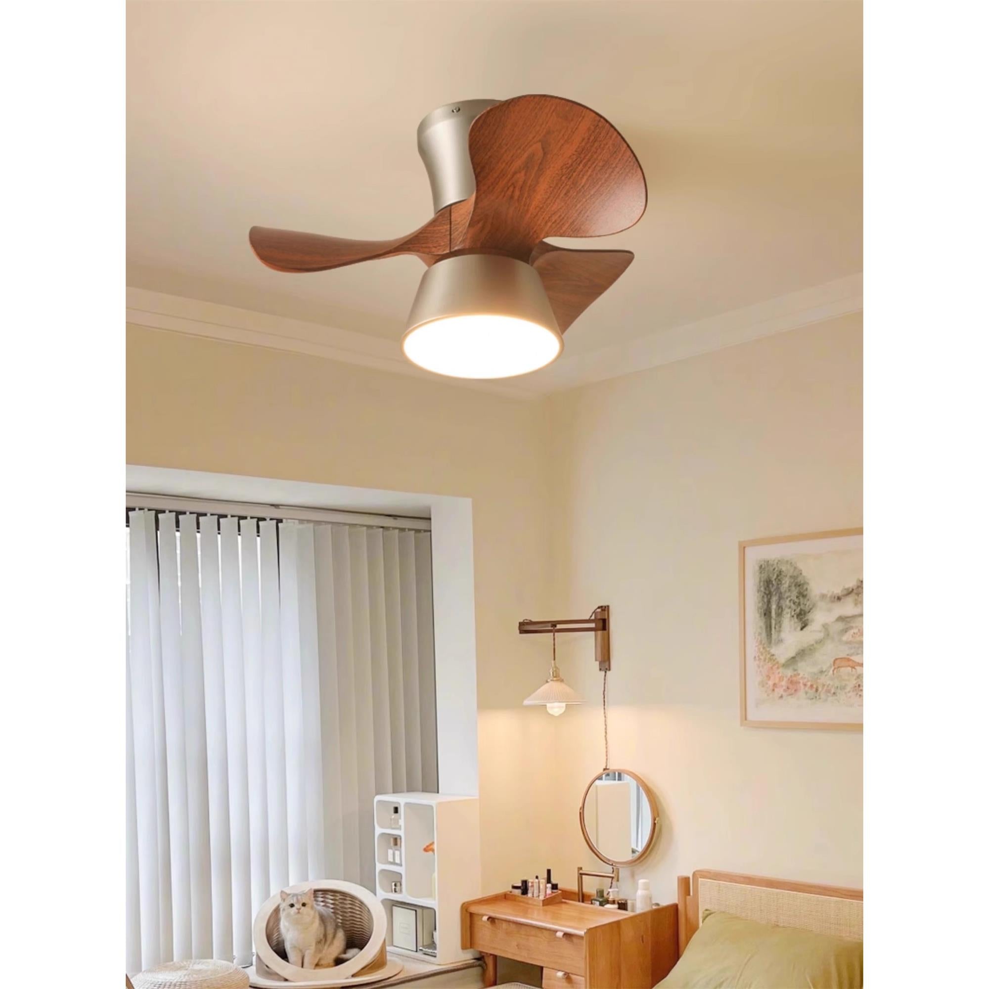 Zanorir Ventilateur De Plafond En Bois Naturel Et Acrylique Minimaliste Moderne Avec Lumière - Neutralighting
