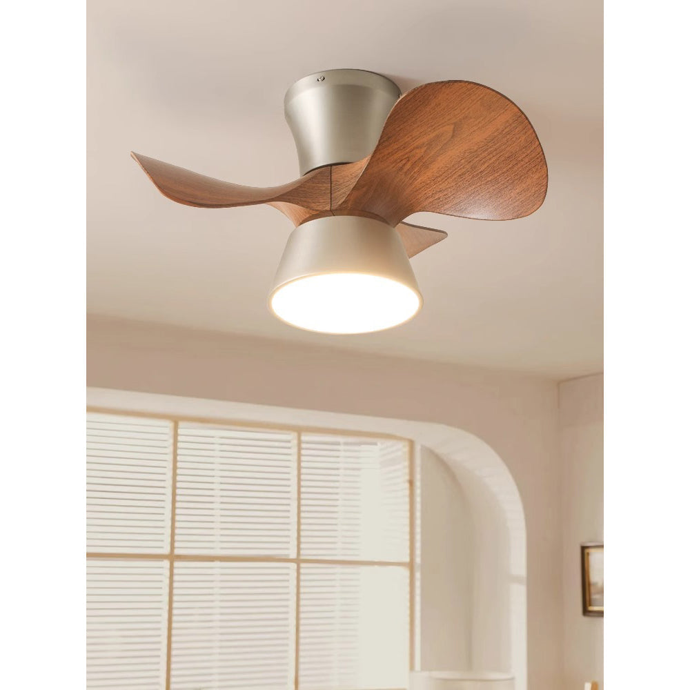 Zanorir Ventilateur De Plafond En Bois Naturel Et Acrylique Minimaliste Moderne Avec Lumière - Neutralighting