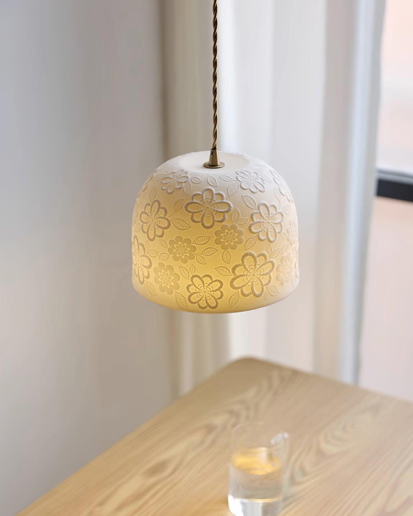 Corals Suspension en Céramique Embossée Florale - Neutralighting