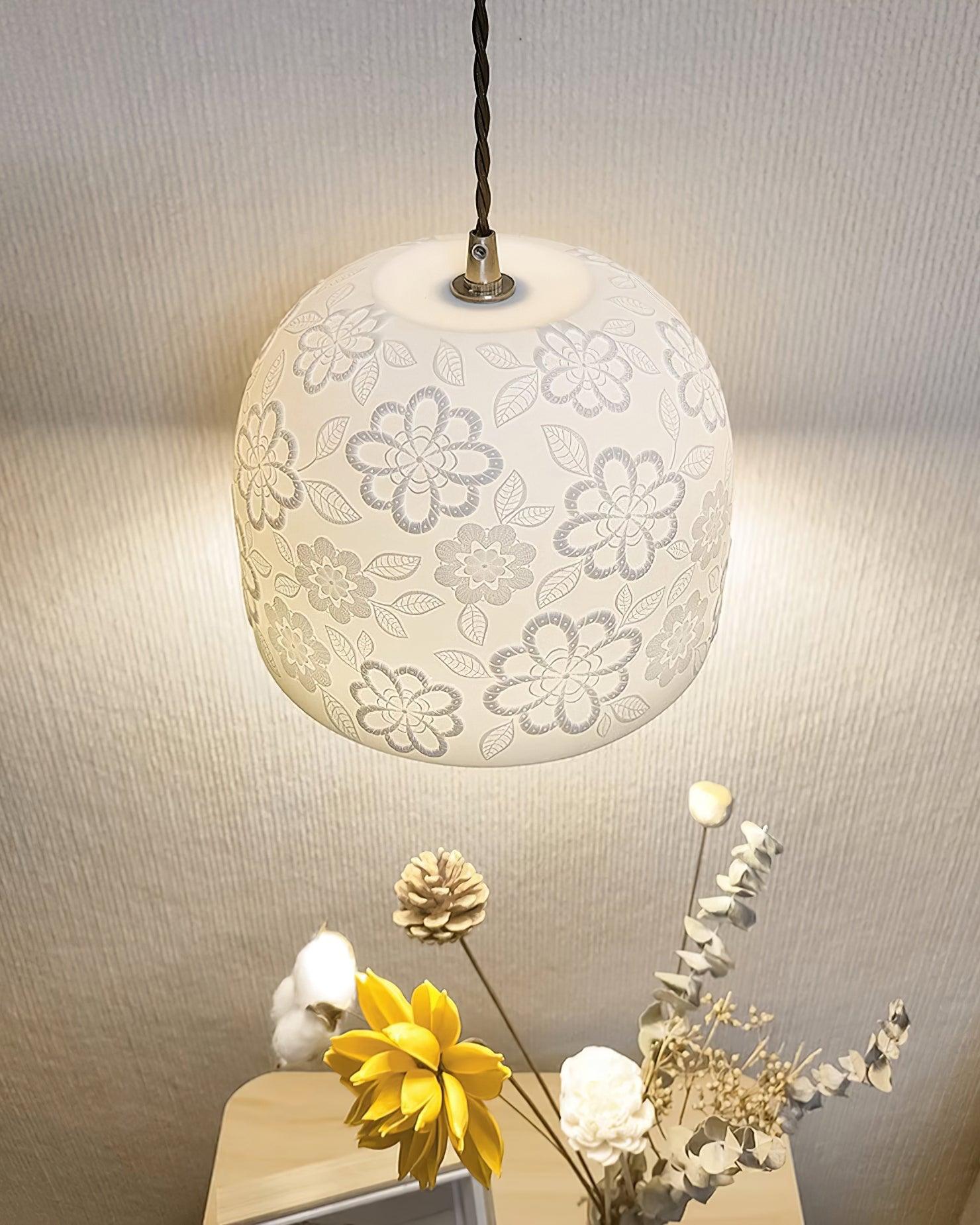Corals Suspension en Céramique Embossée Florale - Neutralighting
