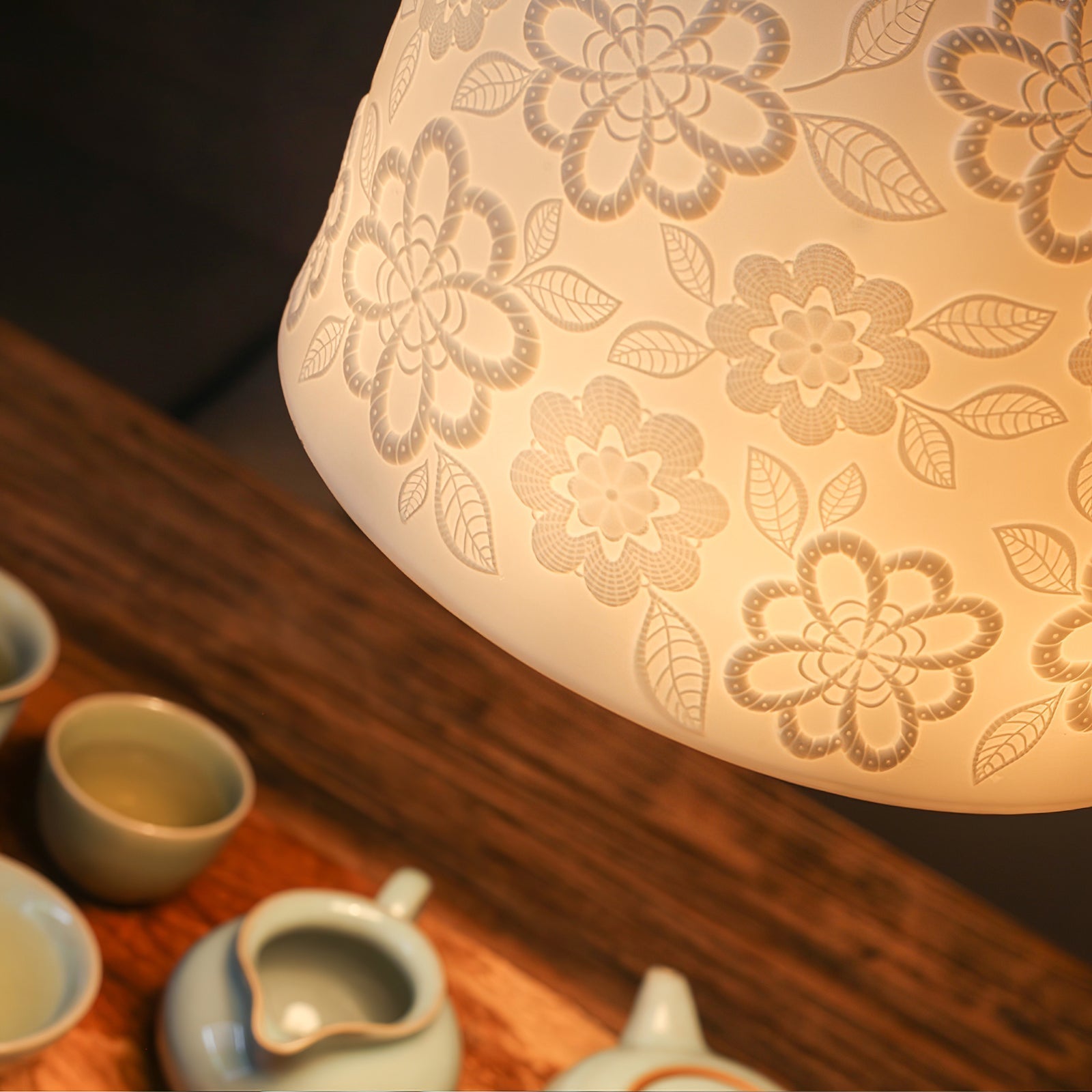 Corals Suspension en Céramique Embossée Florale - Neutralighting