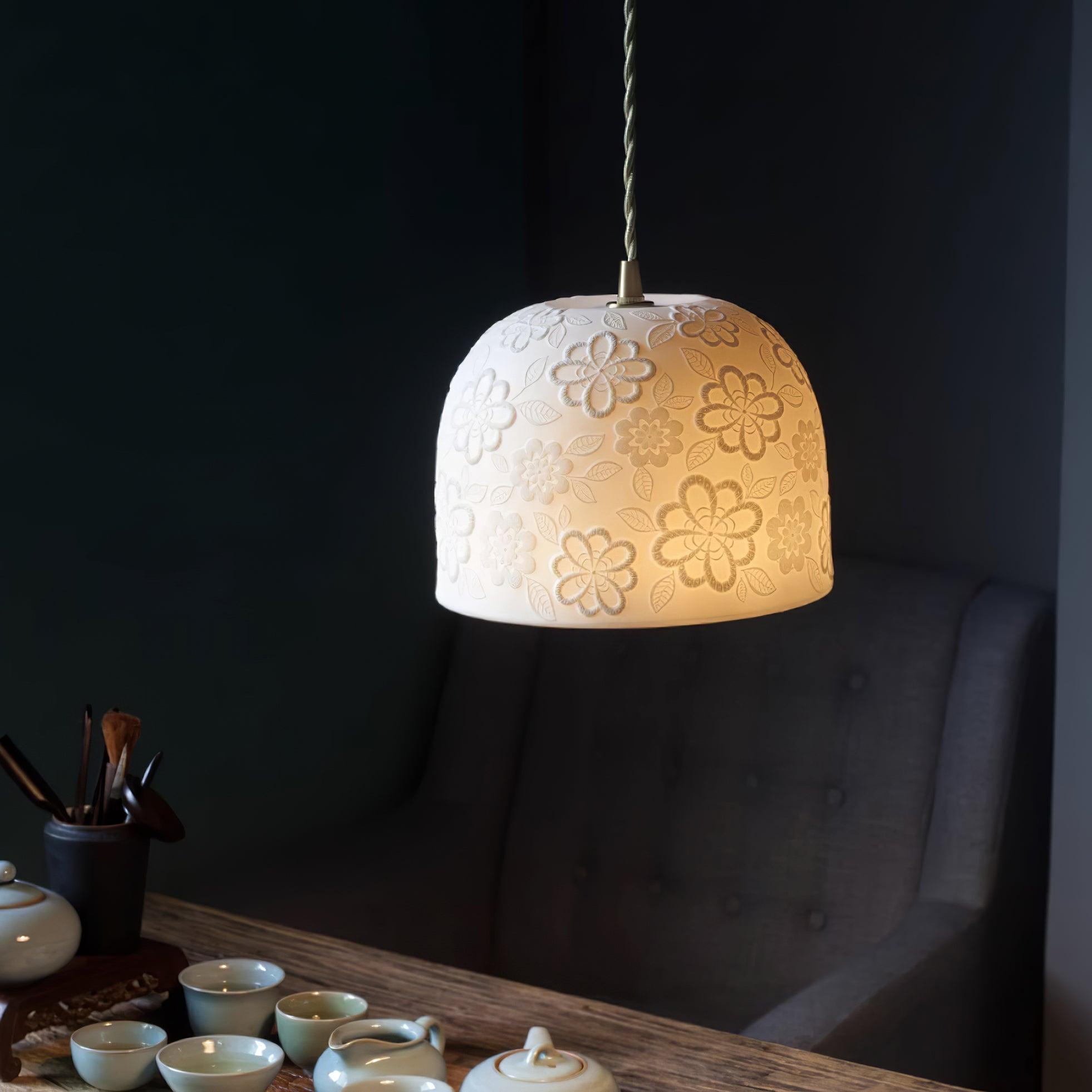 Corals Suspension en Céramique Embossée Florale - Neutralighting