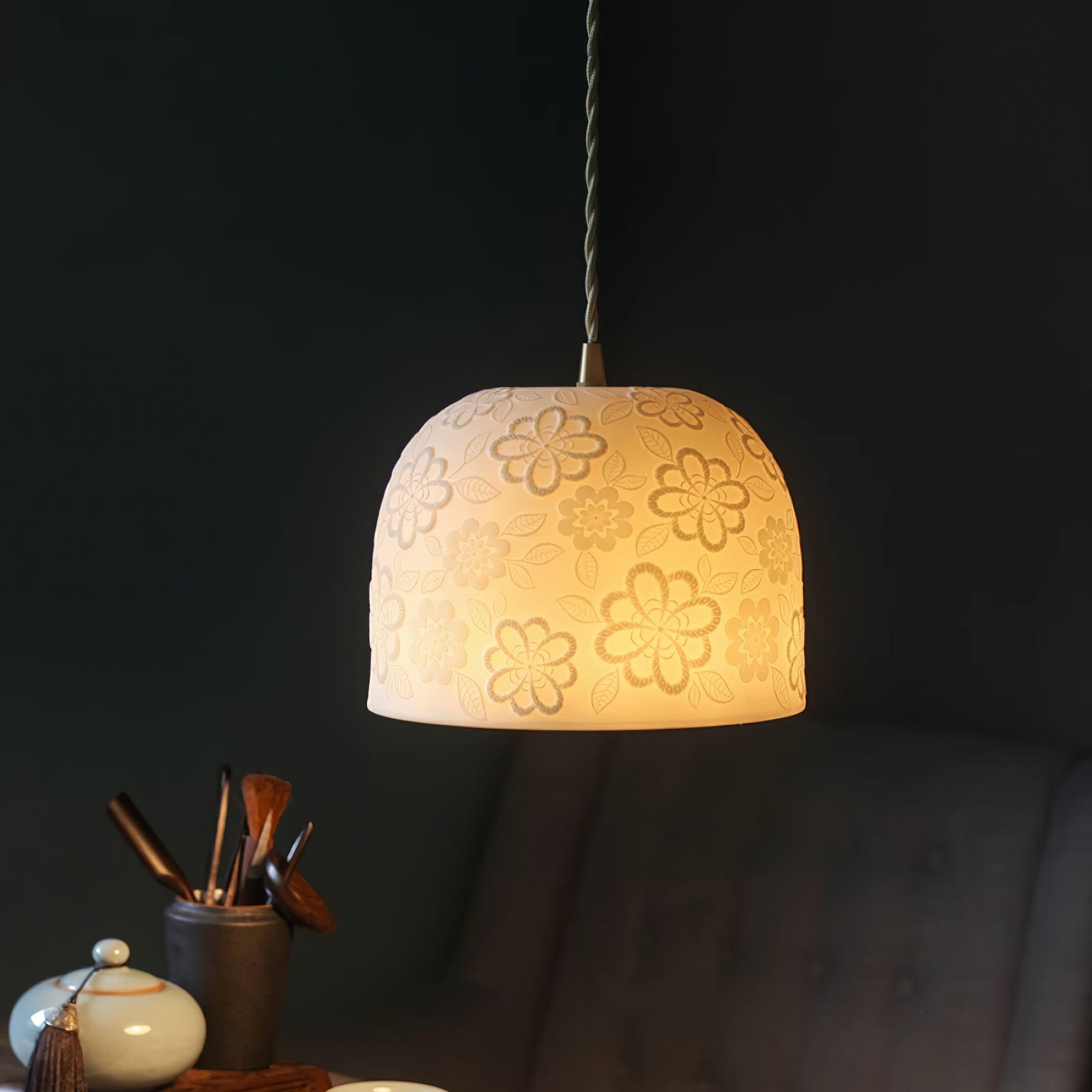 Corals Suspension en Céramique Embossée Florale - Neutralighting
