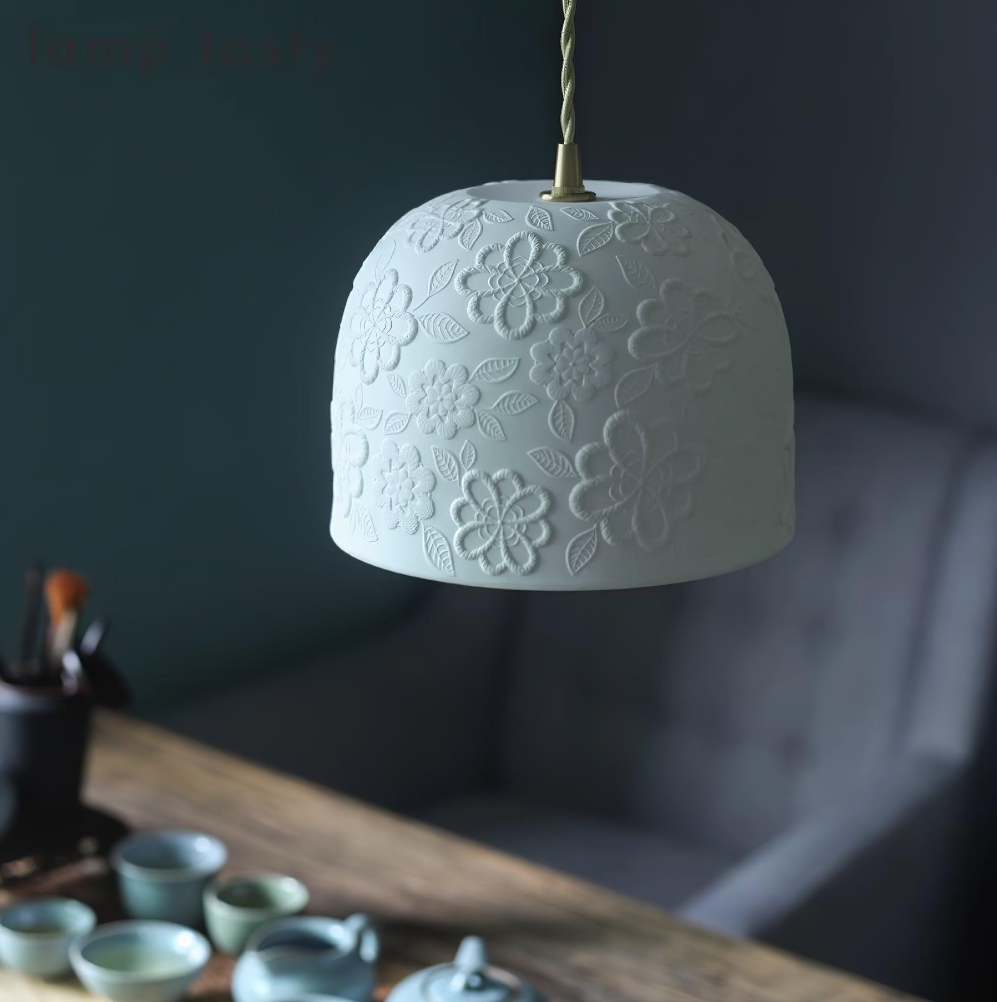 Corals Suspension en Céramique Embossée Florale - Neutralighting