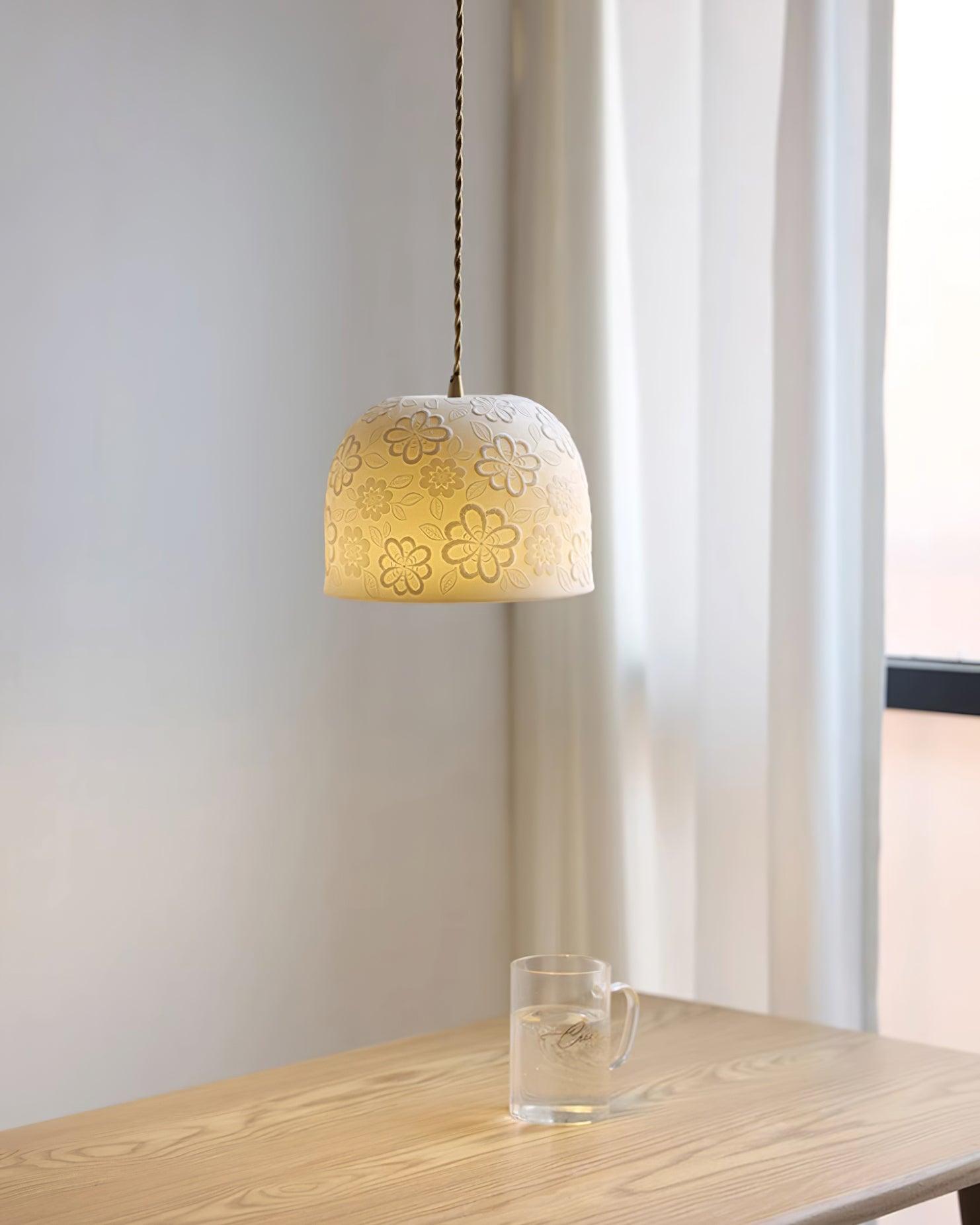Corals Suspension en Céramique Embossée Florale - Neutralighting