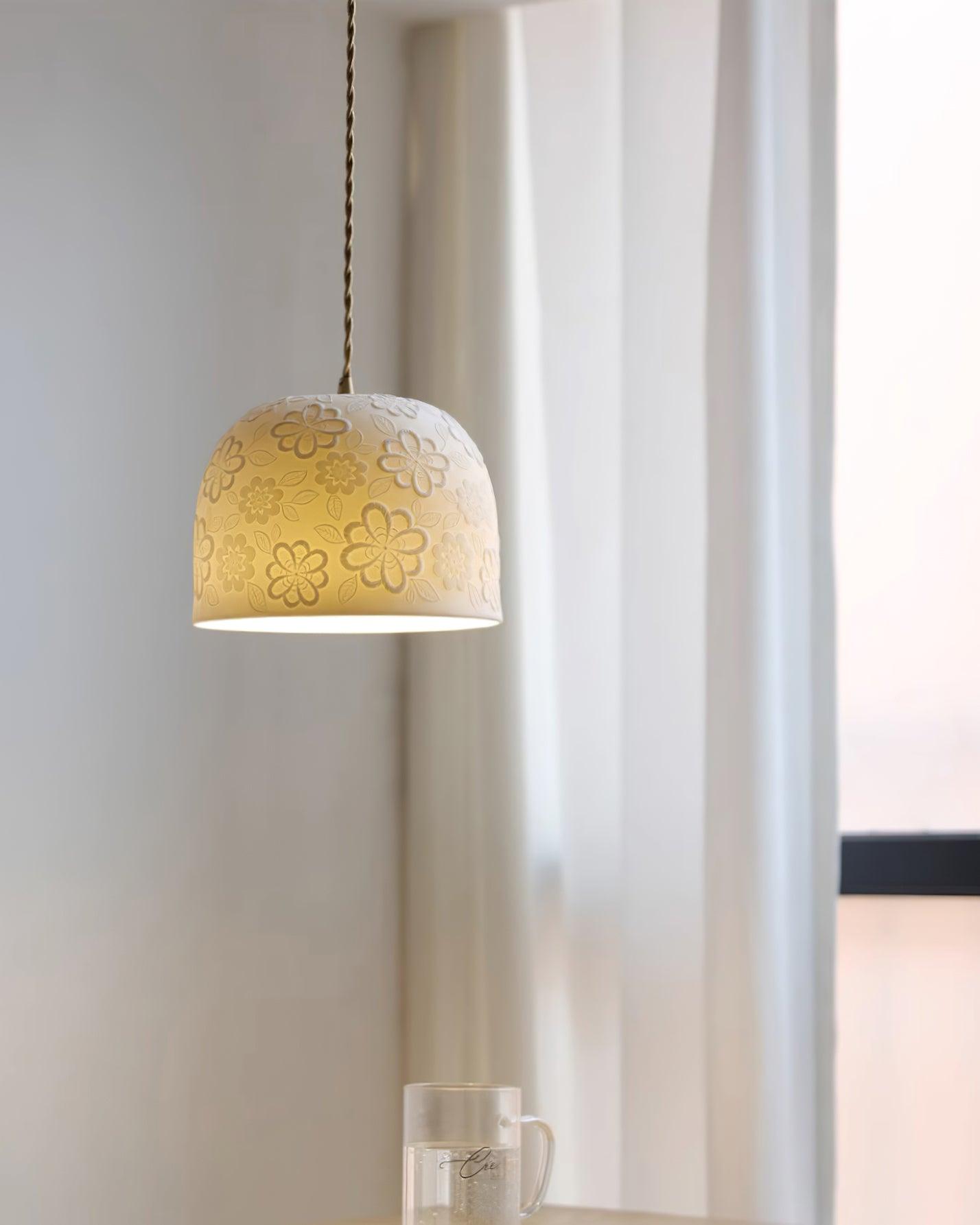 Corals Suspension en Céramique Embossée Florale - Neutralighting
