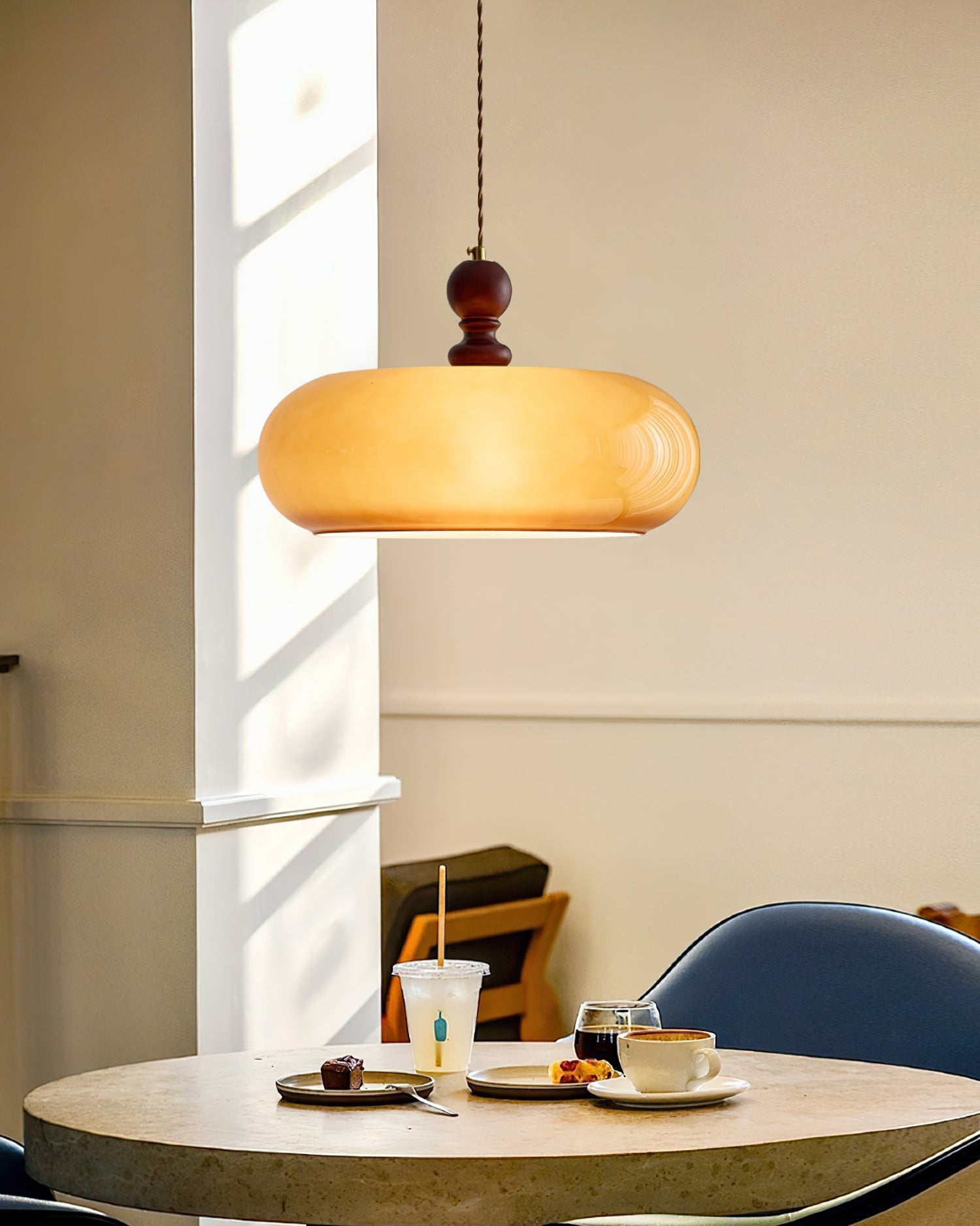 Eldom Amber Glass Shade Pendant Light - Letslighting