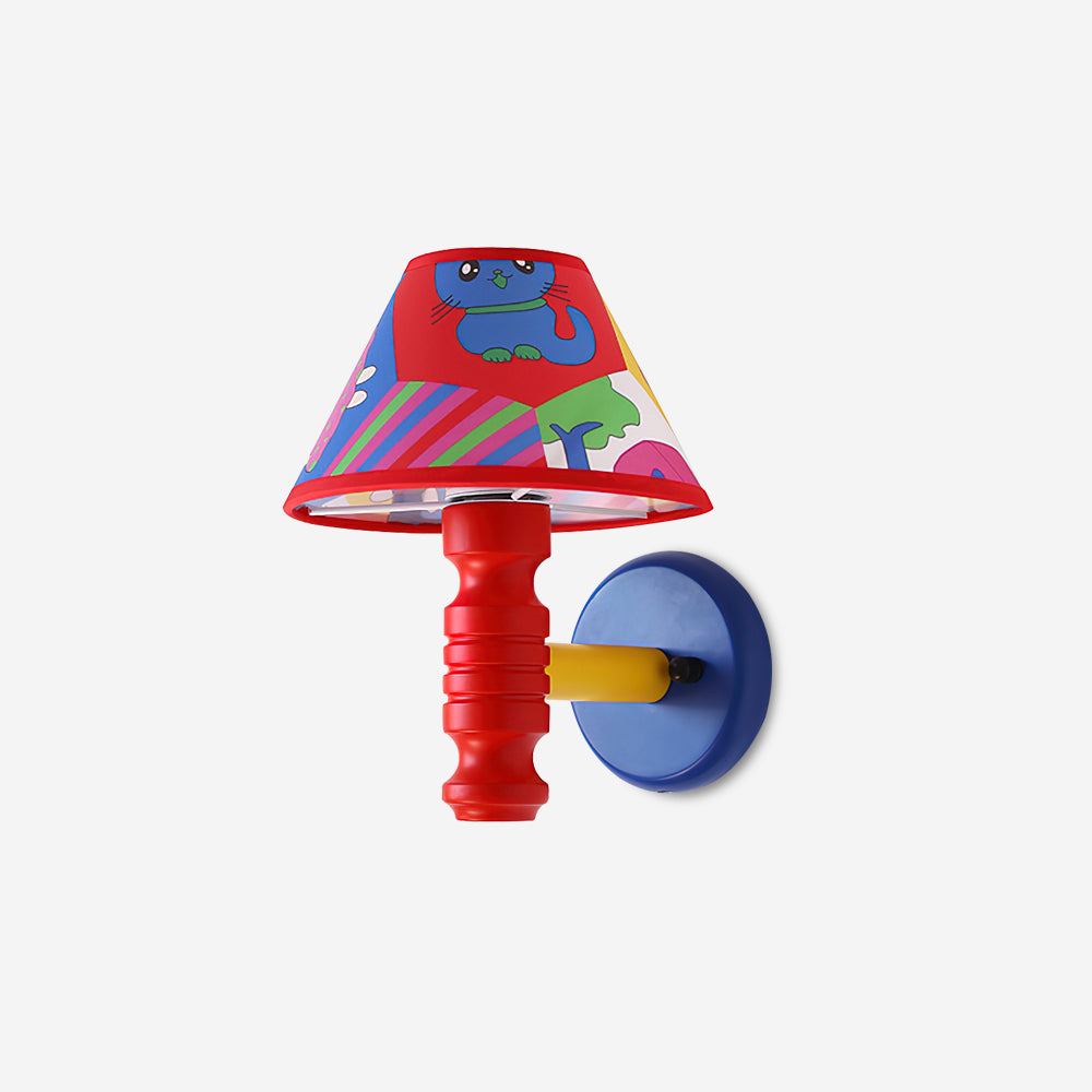 Wall Lamp with Cartoon Fabric Shade and Arm Kids Room - Letslighting