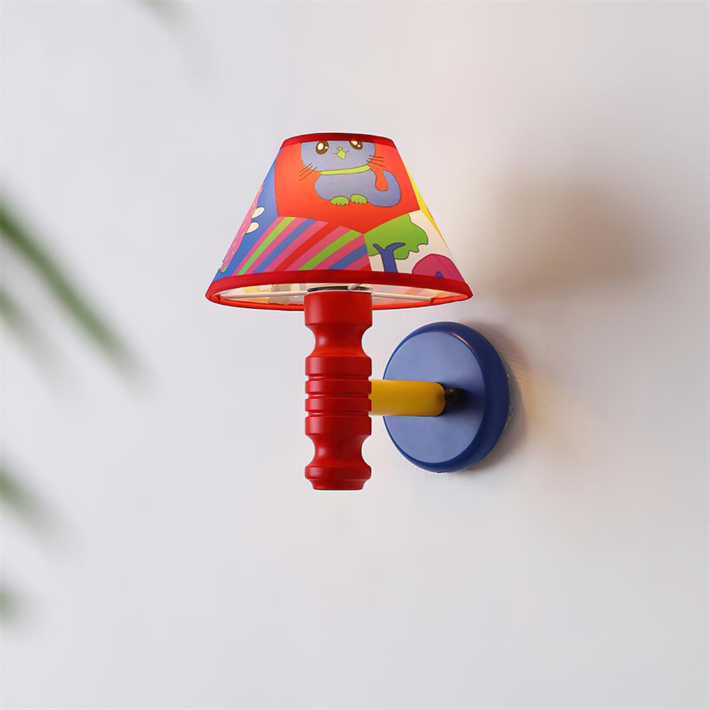 Wall Lamp with Cartoon Fabric Shade and Arm Kids Room - Letslighting