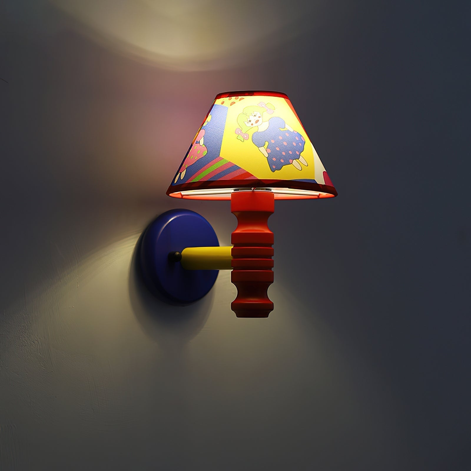 Wall Lamp with Cartoon Fabric Shade and Arm Kids Room - Letslighting