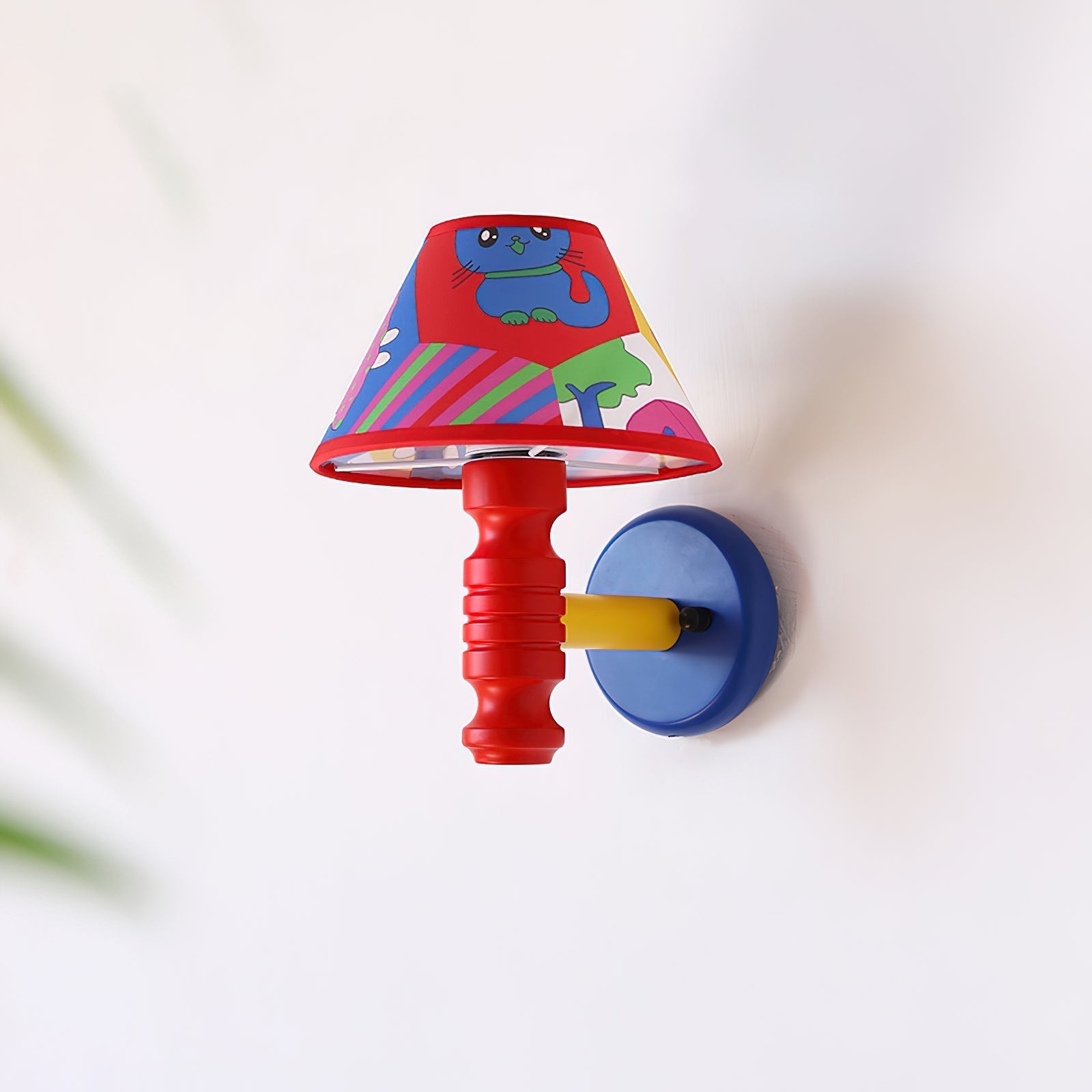 Wall Lamp with Cartoon Fabric Shade and Arm Kids Room - Letslighting