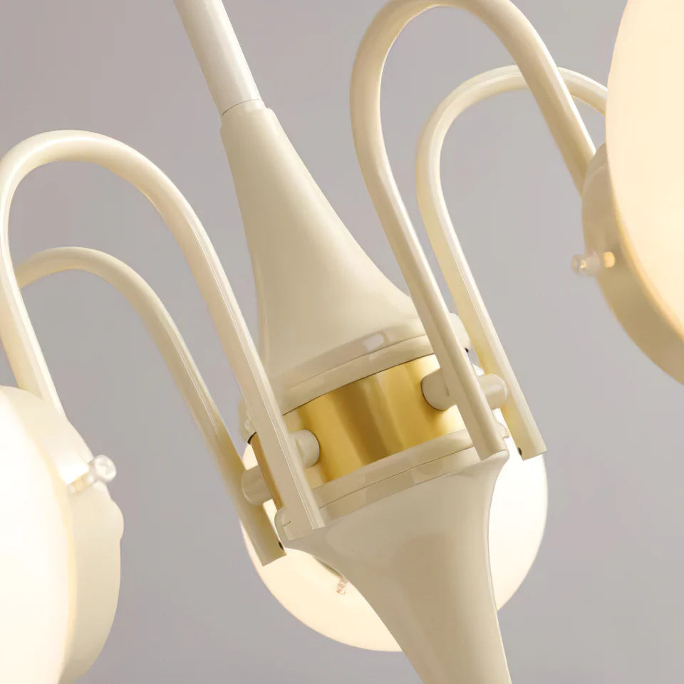 Valentina Lustre Français LED Blanc Crème Métal Salon
