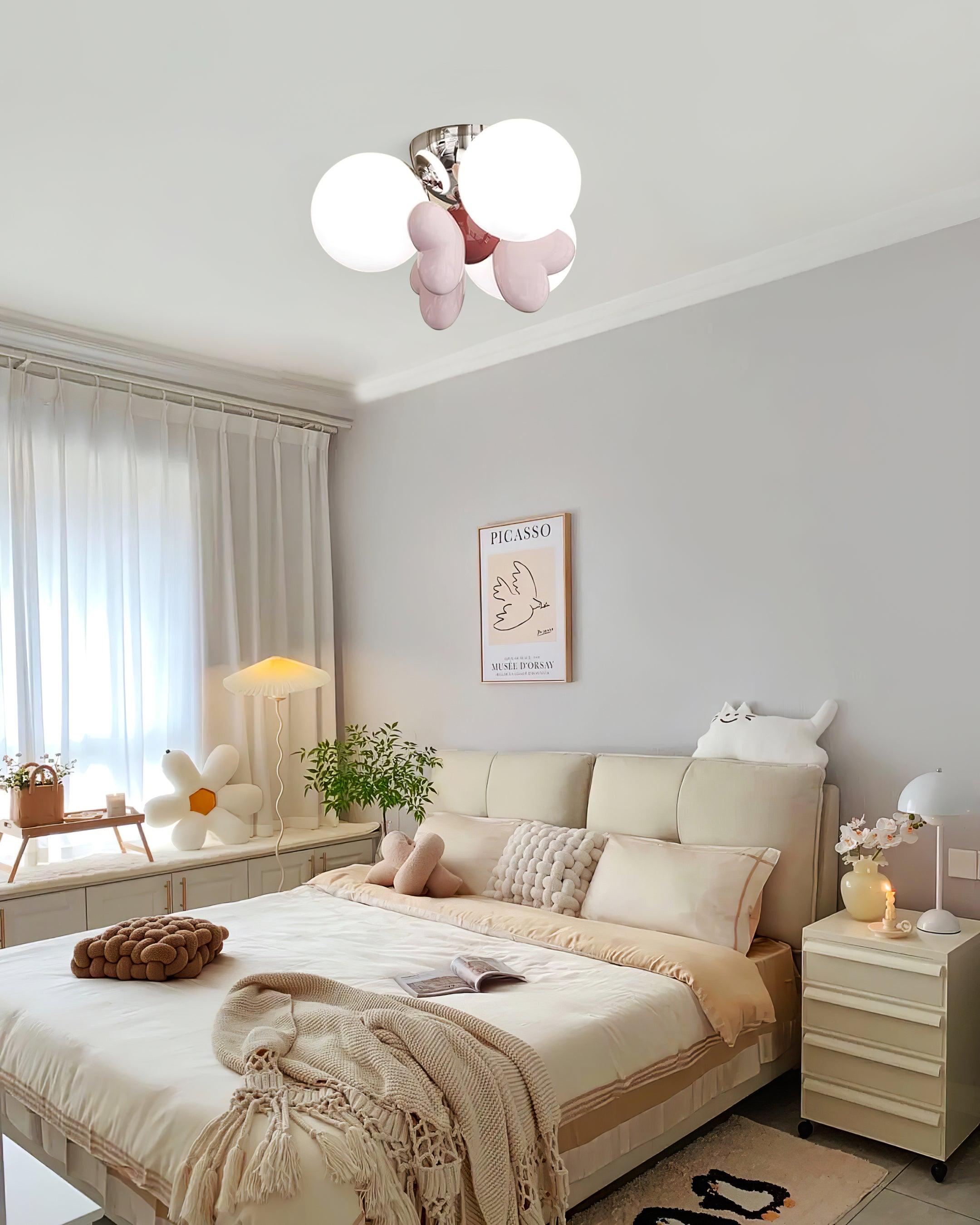 Nica Plafonnier Crème Globe Groupe Moderne Chambre - Neutralighting