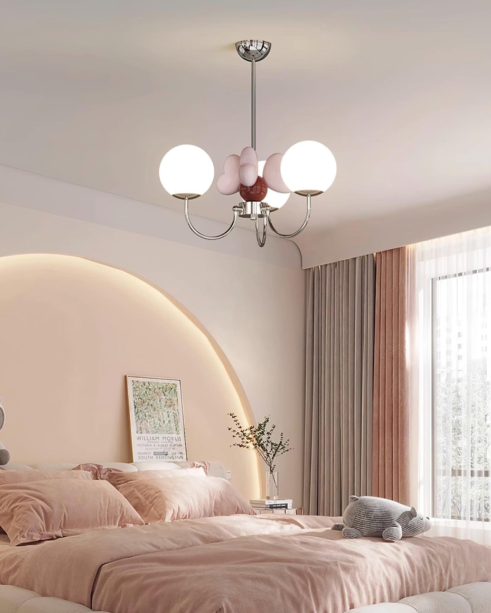 Nica Lustre Pétales en Porcelaine Rose Globes Dépoli - Neutralighting
